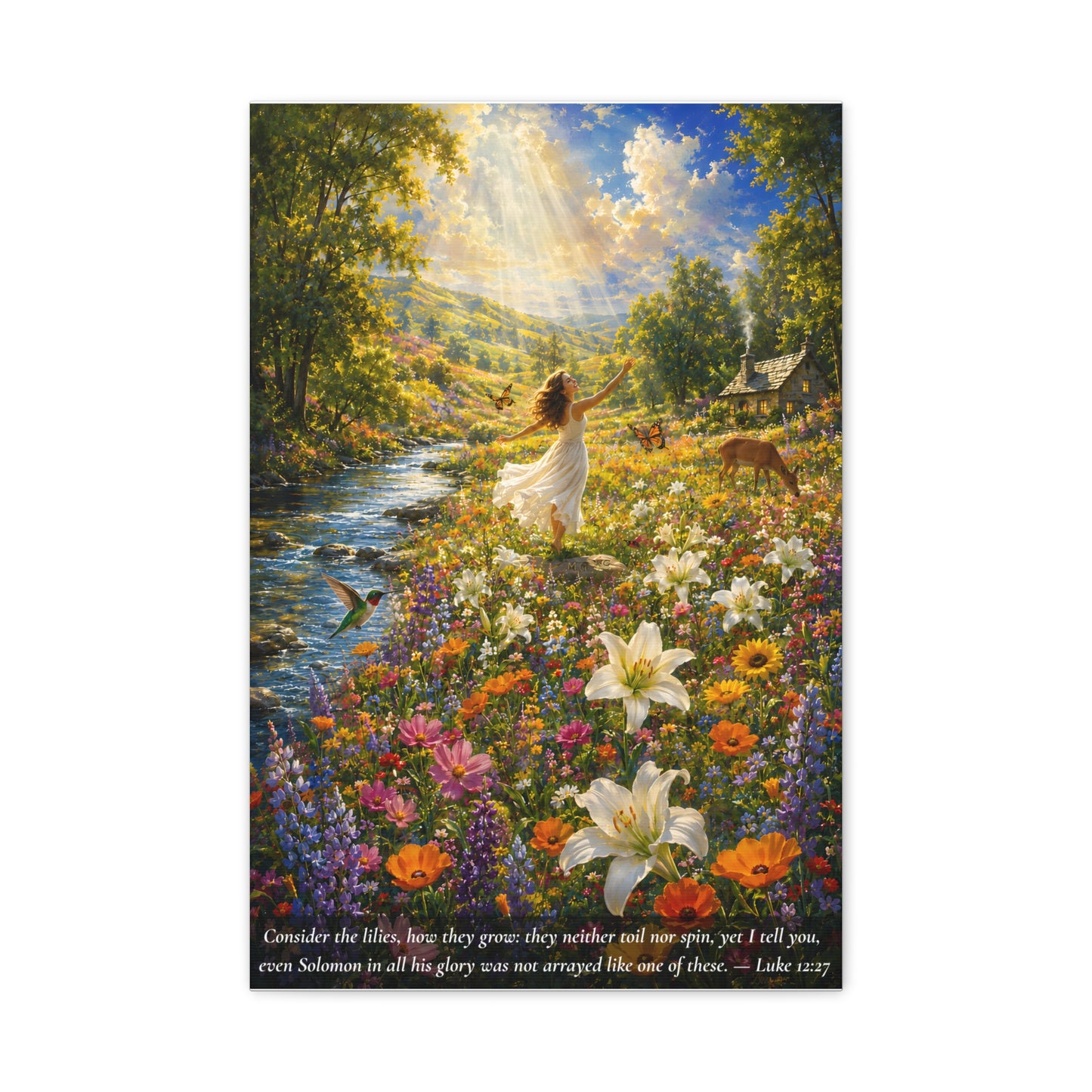 Consider the Lilies — Luke 12:27 — Vibrant Edition — Christian Canvas Wall Art