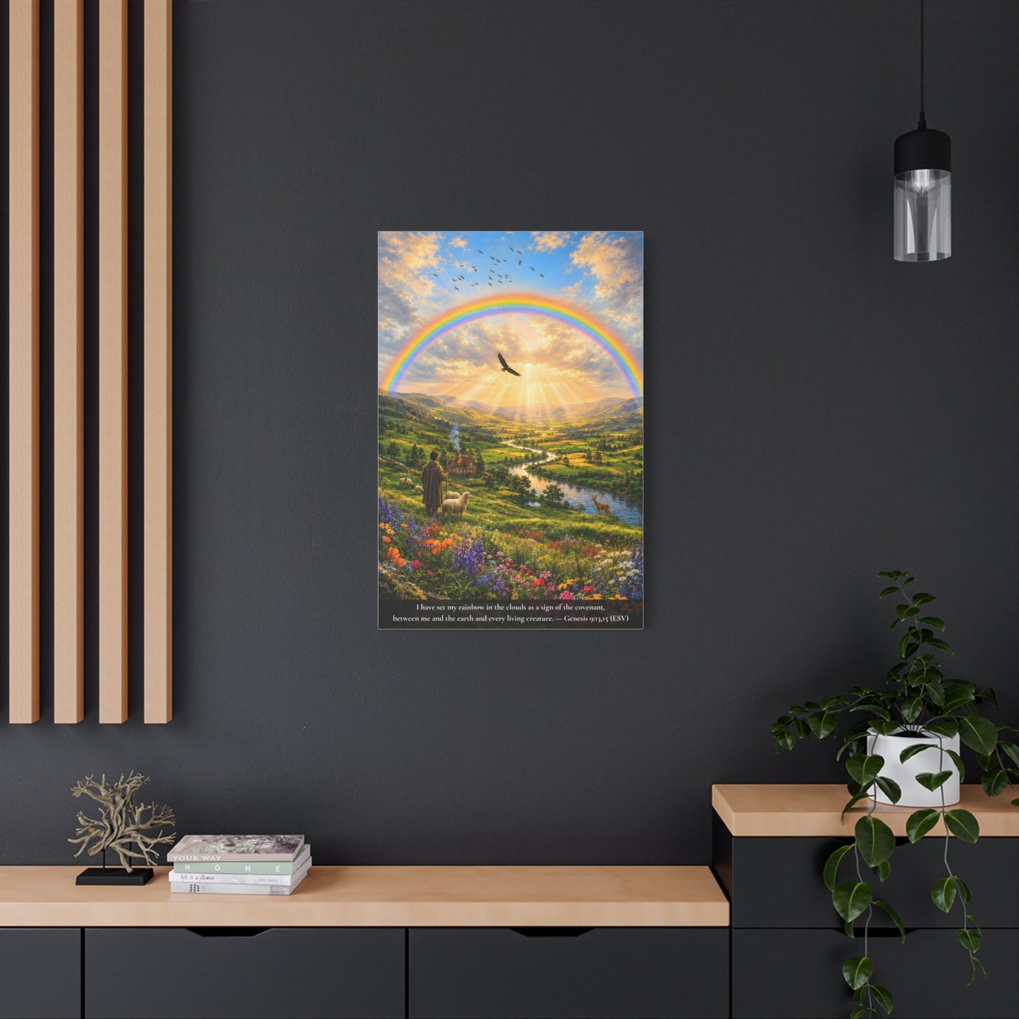 My Rainbow in the Clouds — Genesis 9:13 — Vibrant Edition — Christian Canvas Wall Art
