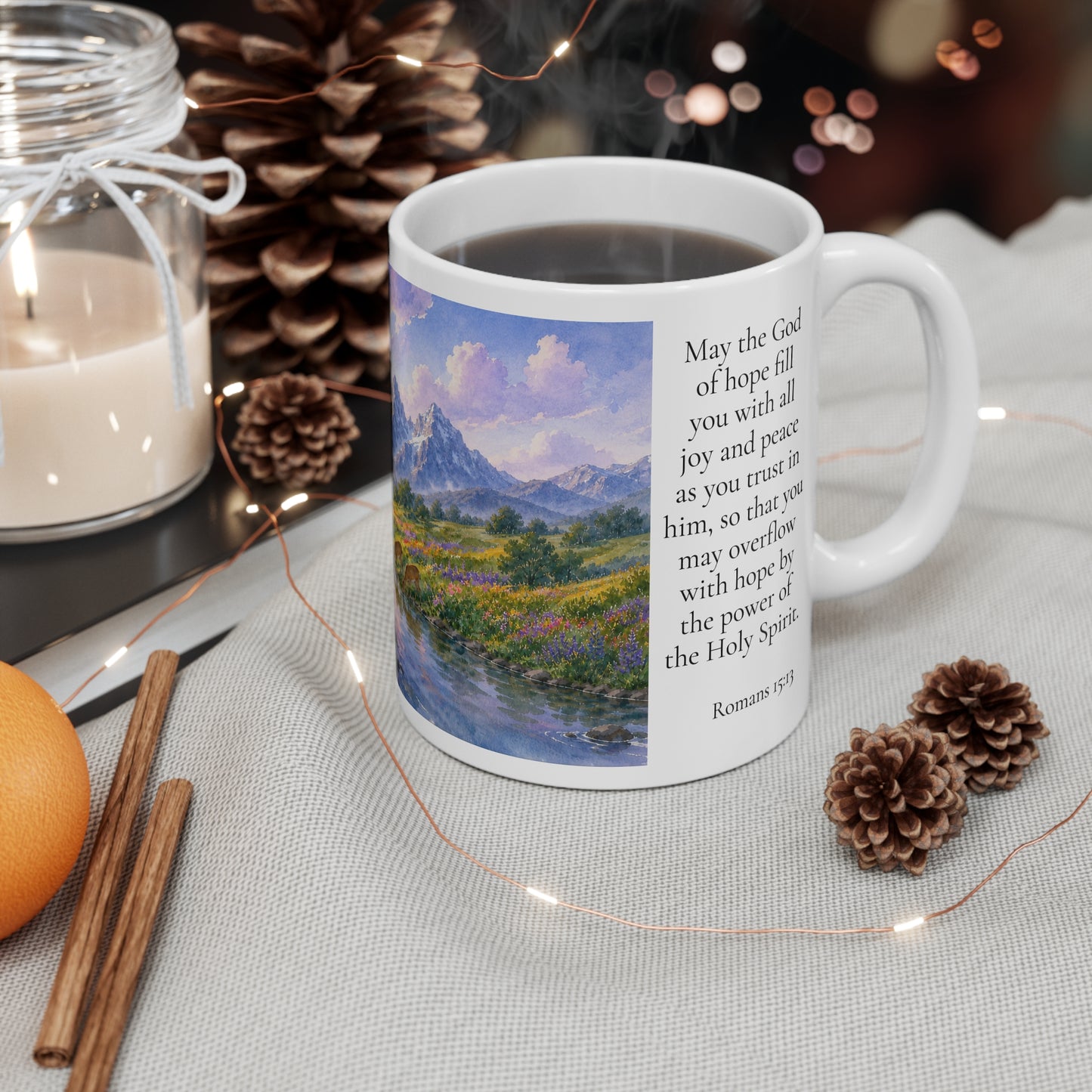God of Hope Fill You With Joy and Peace 11oz - Romans 15:13 Christian Gift