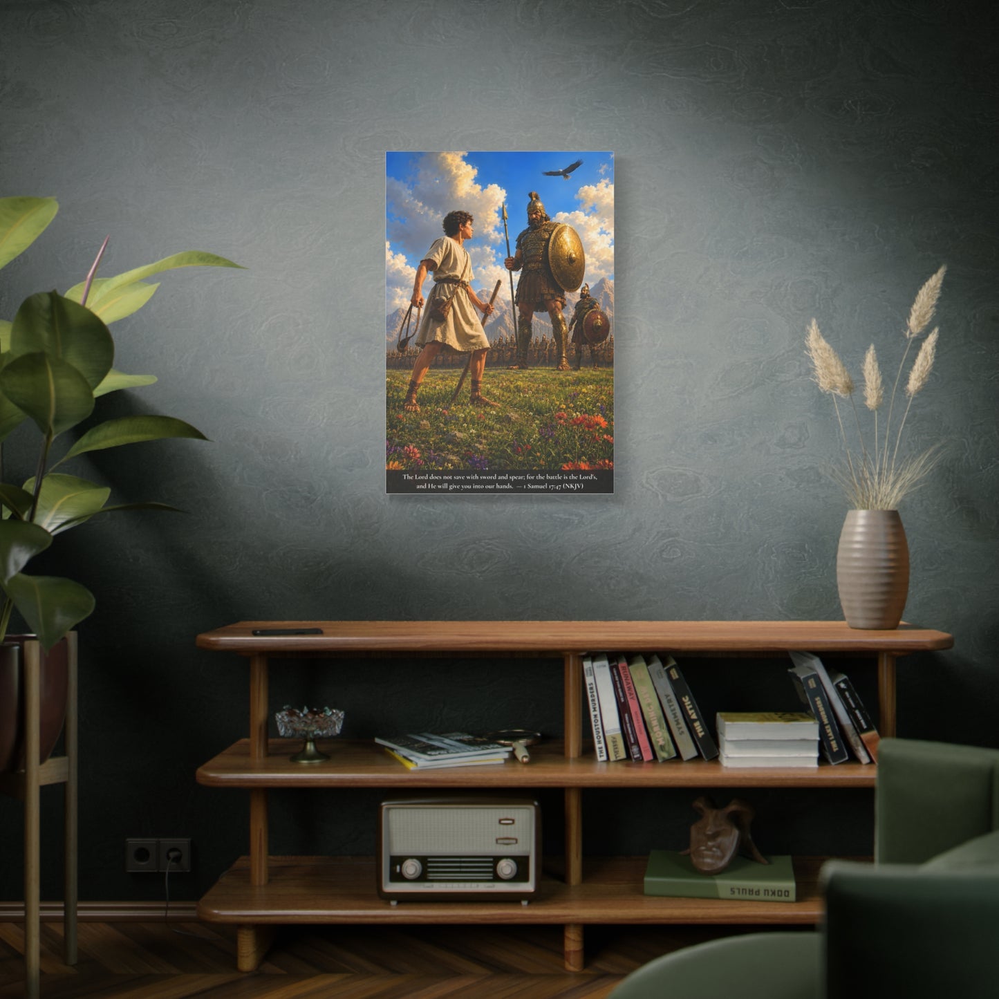 David and Goliath — 1 Samuel 17:47 | Vibrant Christian Canvas Wall Art