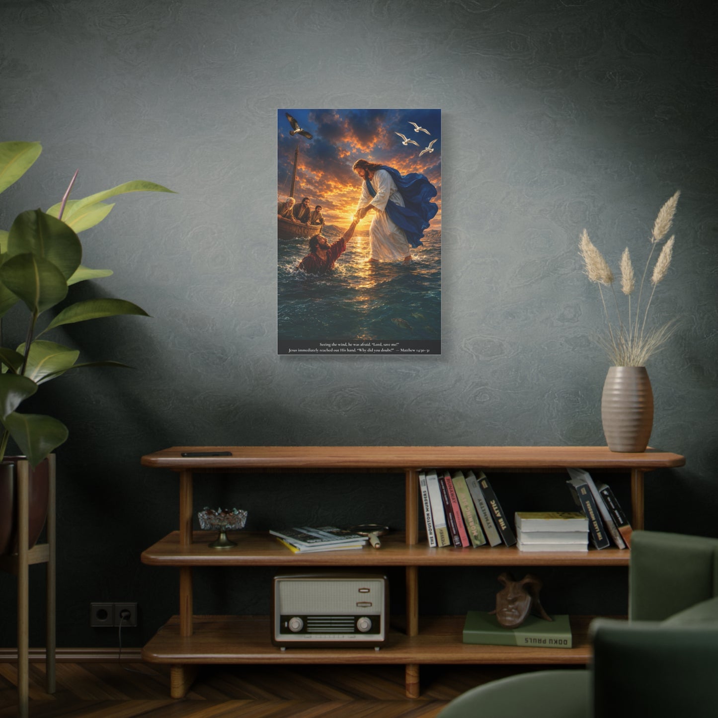 Jesus Saves Peter — Matthew 14:30-31 | Vibrant Christian Canvas Wall Art