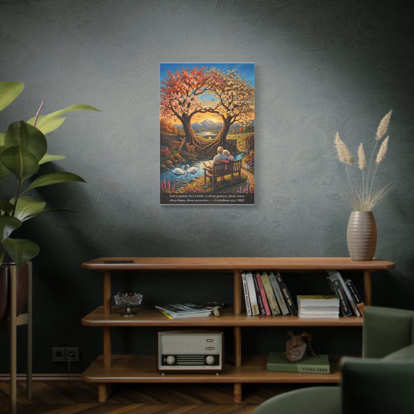 Love That Endures — Elderly Couple | 1 Corinthians 13:4-7 | Vibrant Christian Canvas Art