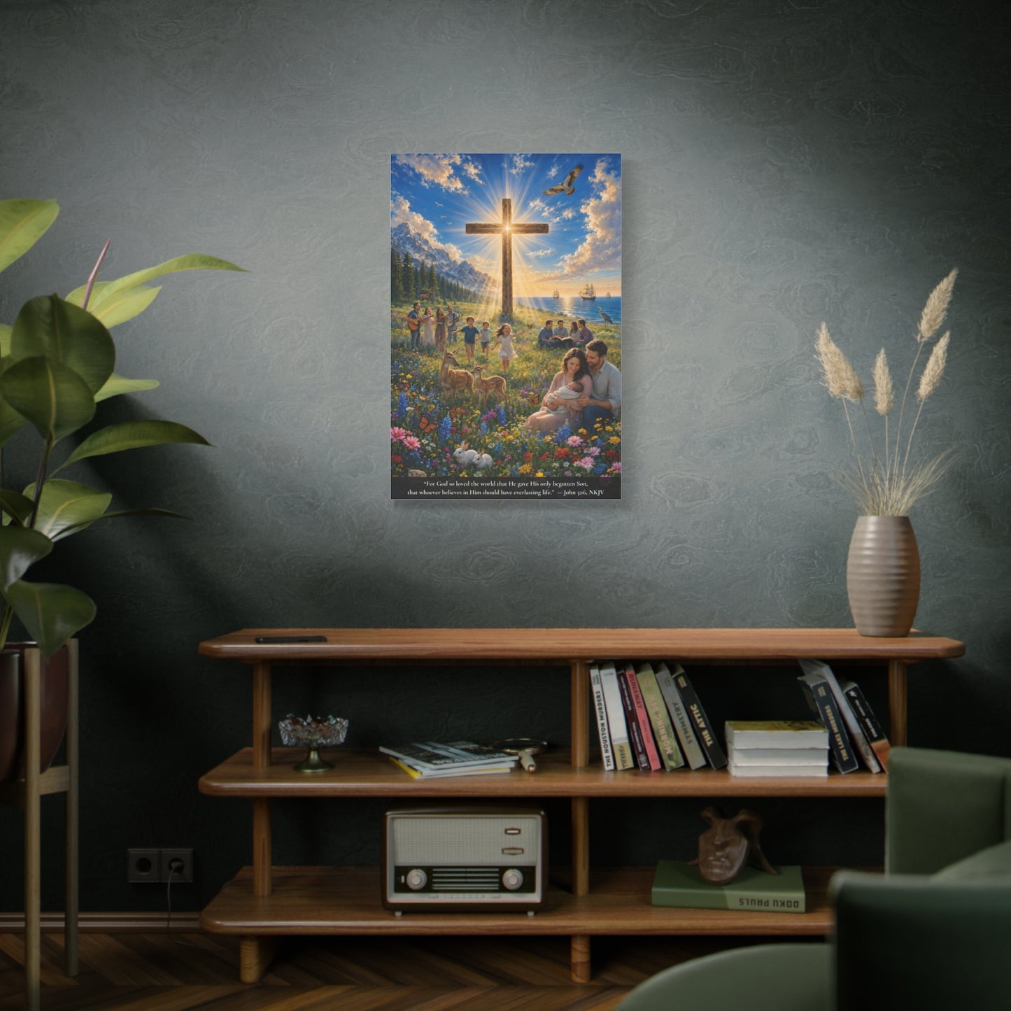 For God So Loved the World | John 3:16 Canvas Wall Art — Vibrant Edition