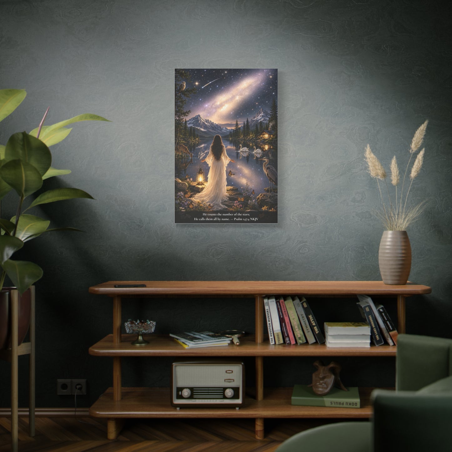 He Counts the Stars by Name — Psalm 147:4 | Classic Christian Canvas Art