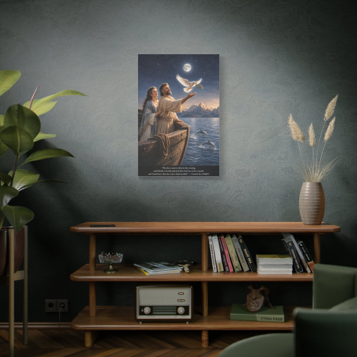 Noah's Dove Returns with the Olive Branch — Genesis 8:11 | Classic Christian Canvas Art