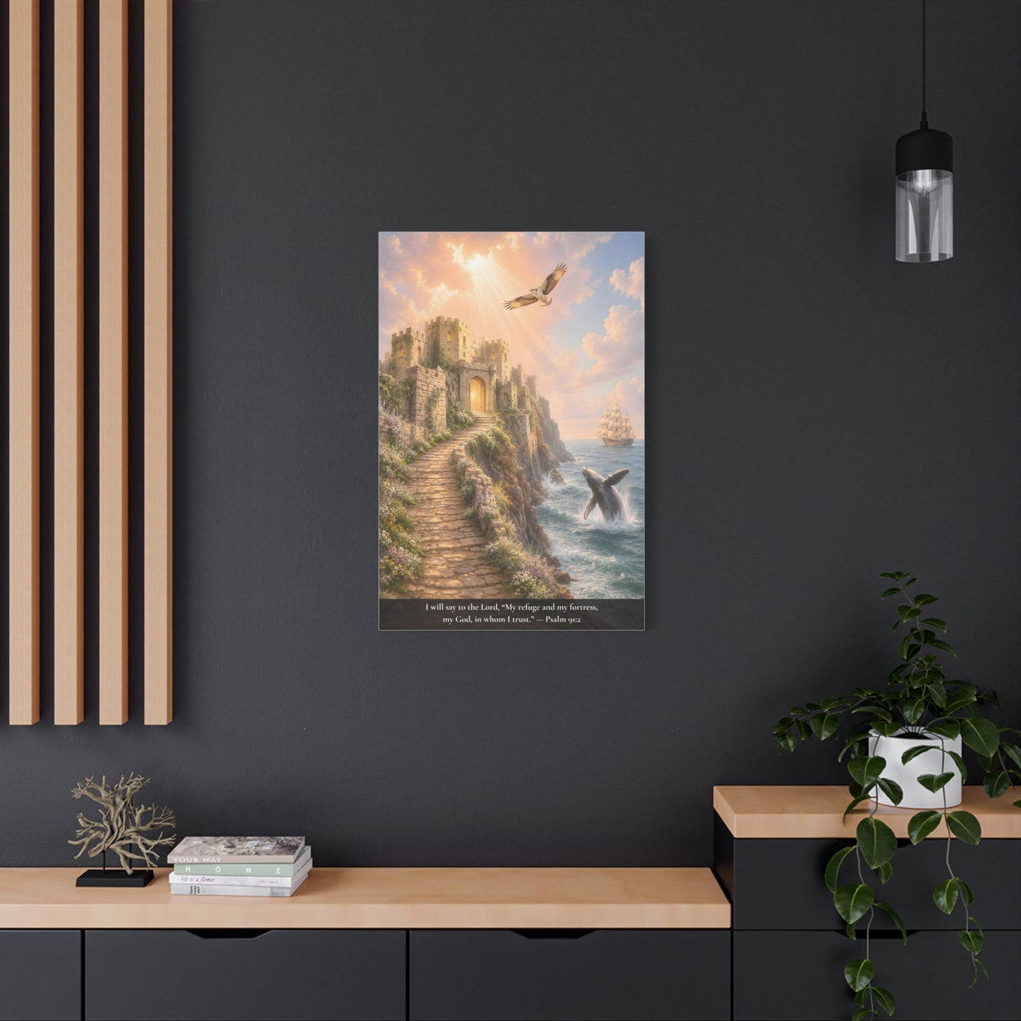 My Refuge and My Fortress — Psalm 91:2 — Classic Edition — Christian Canvas Wall Art
