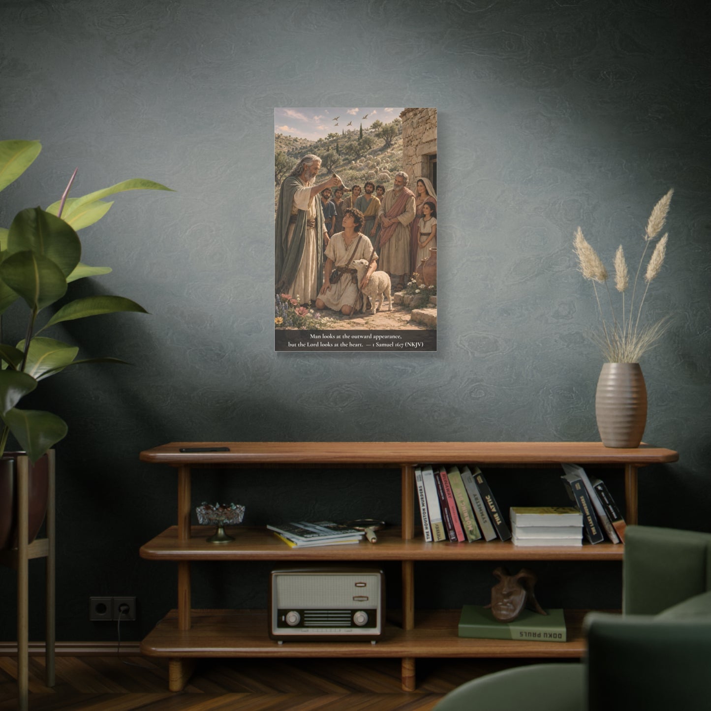 David the Shepherd Boy Anointed — 1 Samuel 16:7 | Classic Christian Canvas Art