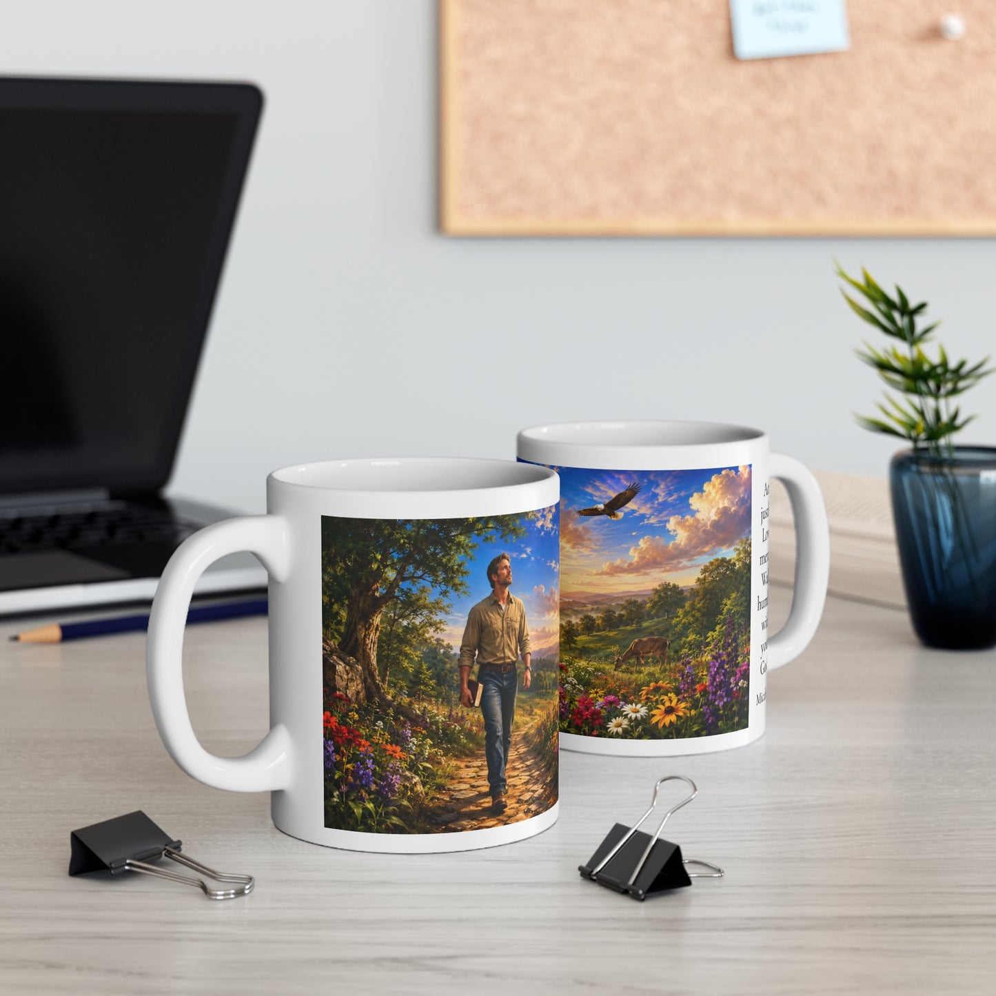 Act Justly Love Mercy Walk Humbly Coffee Mug 11oz — Micah 6:8 Christian Gift for Him