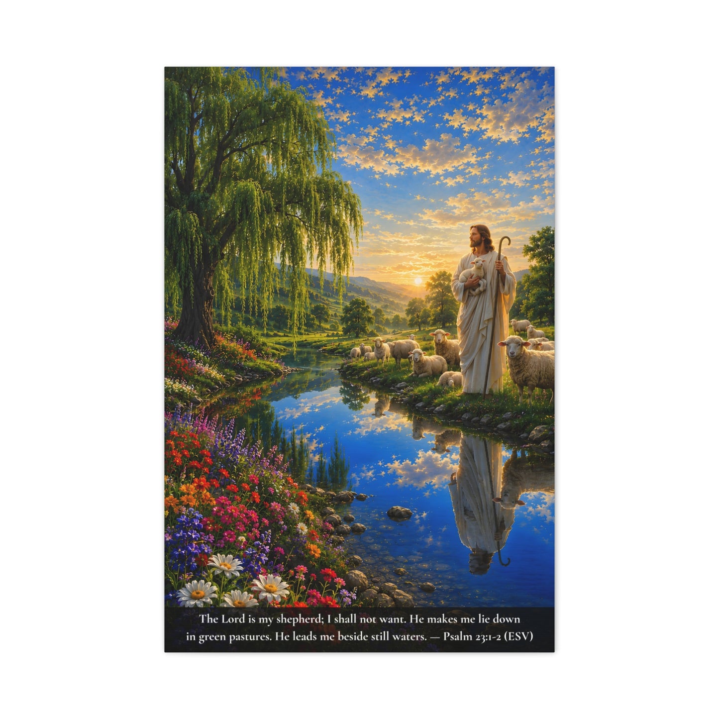 The Lord Is My Shepherd — Vibrant Canvas Wall Art | Psalm 23:1-2
