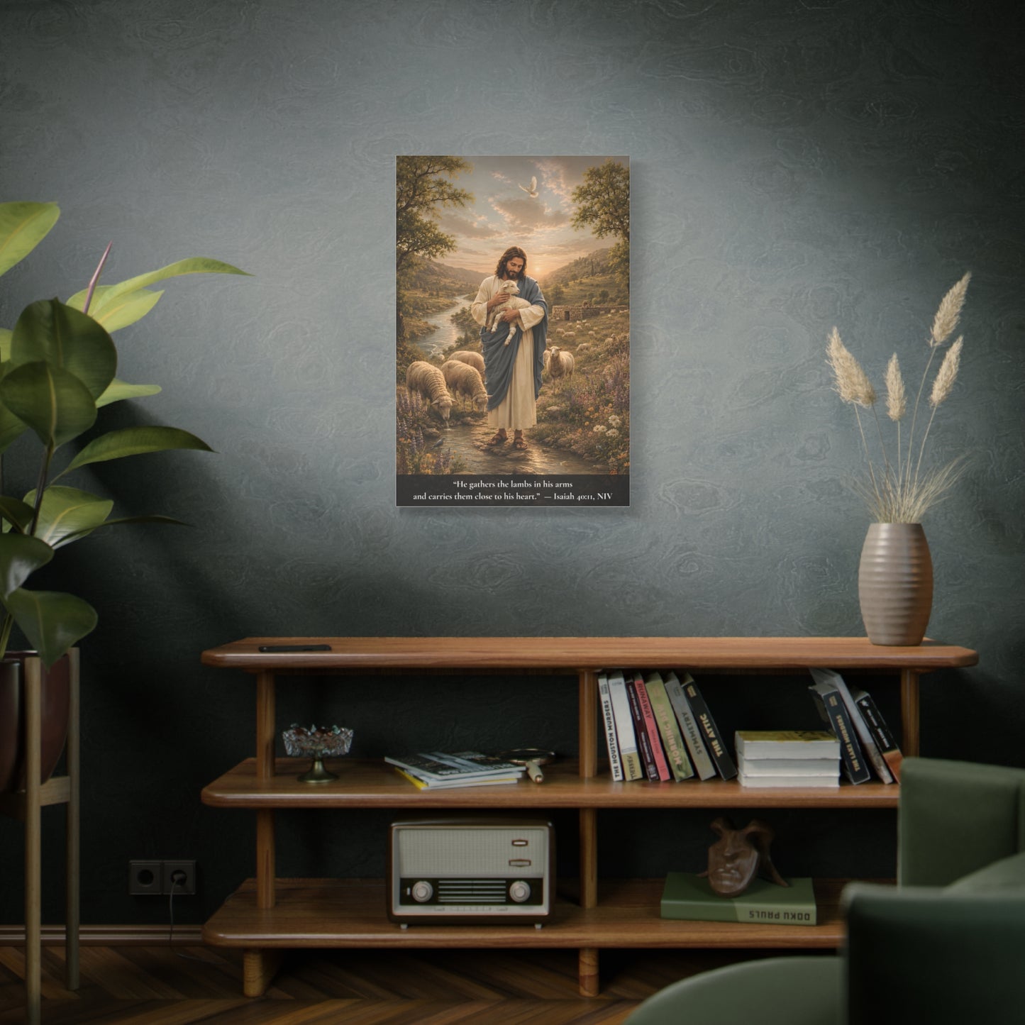Gather Lambs — Isaiah 40:11 | Classic Christian Canvas Art