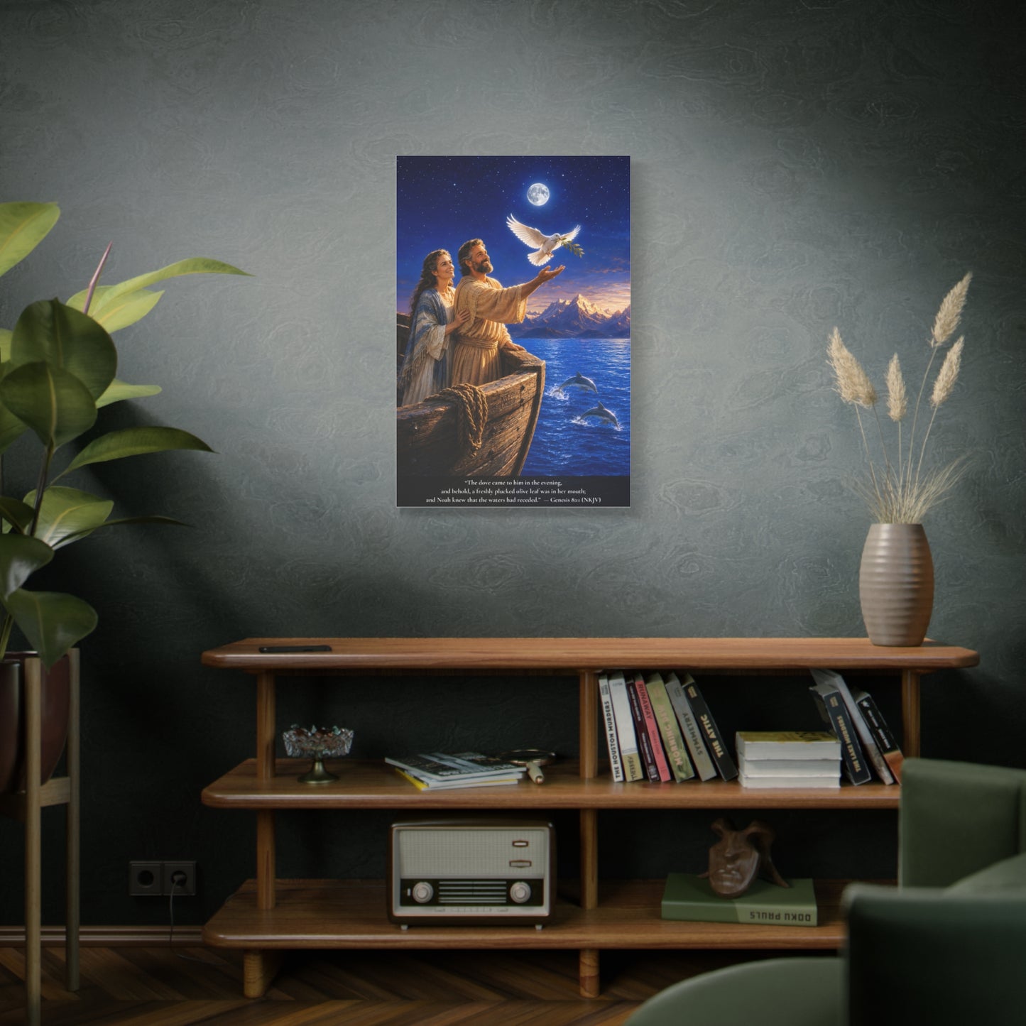 Noah's Dove Returns with the Olive Branch — Genesis 8:11 | Vibrant Christian Canvas Wall Art
