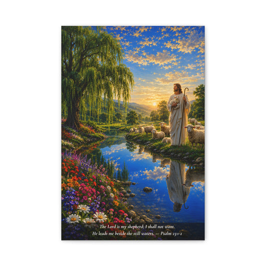 The Lord Is My Shepherd — Vibrant Canvas Wall Art | Psalm 23:1-2