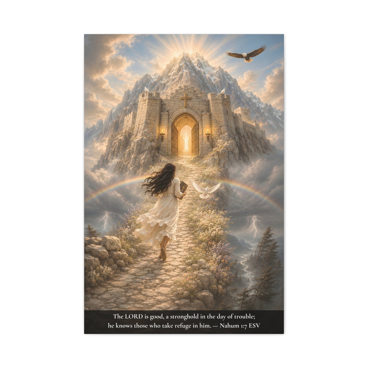 The Lord Is Good — A Stronghold in the Day of Trouble | Nahum 1:7 | Classic Christian Canvas Art