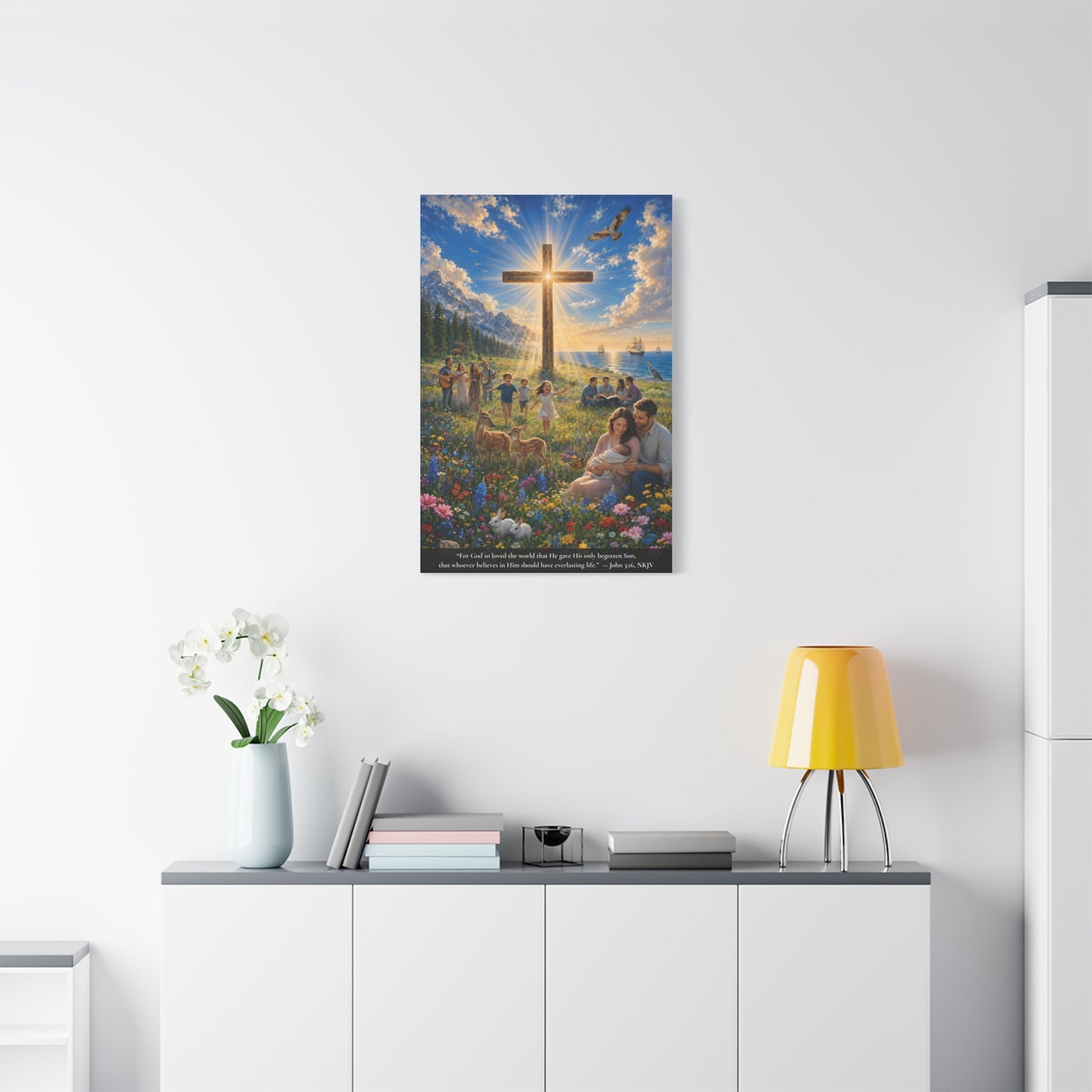 For God So Loved the World | John 3:16 Canvas Wall Art — Vibrant Edition