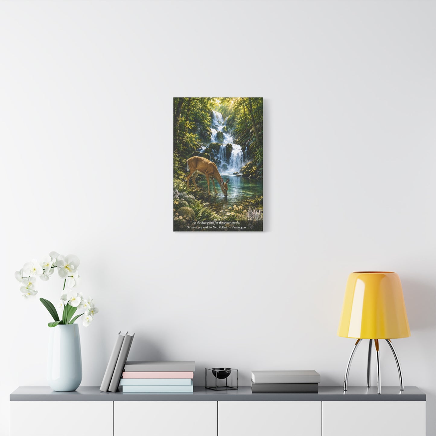 The Deer and the Waterfall — Classic Canvas Wall Art | Psalm 42:1