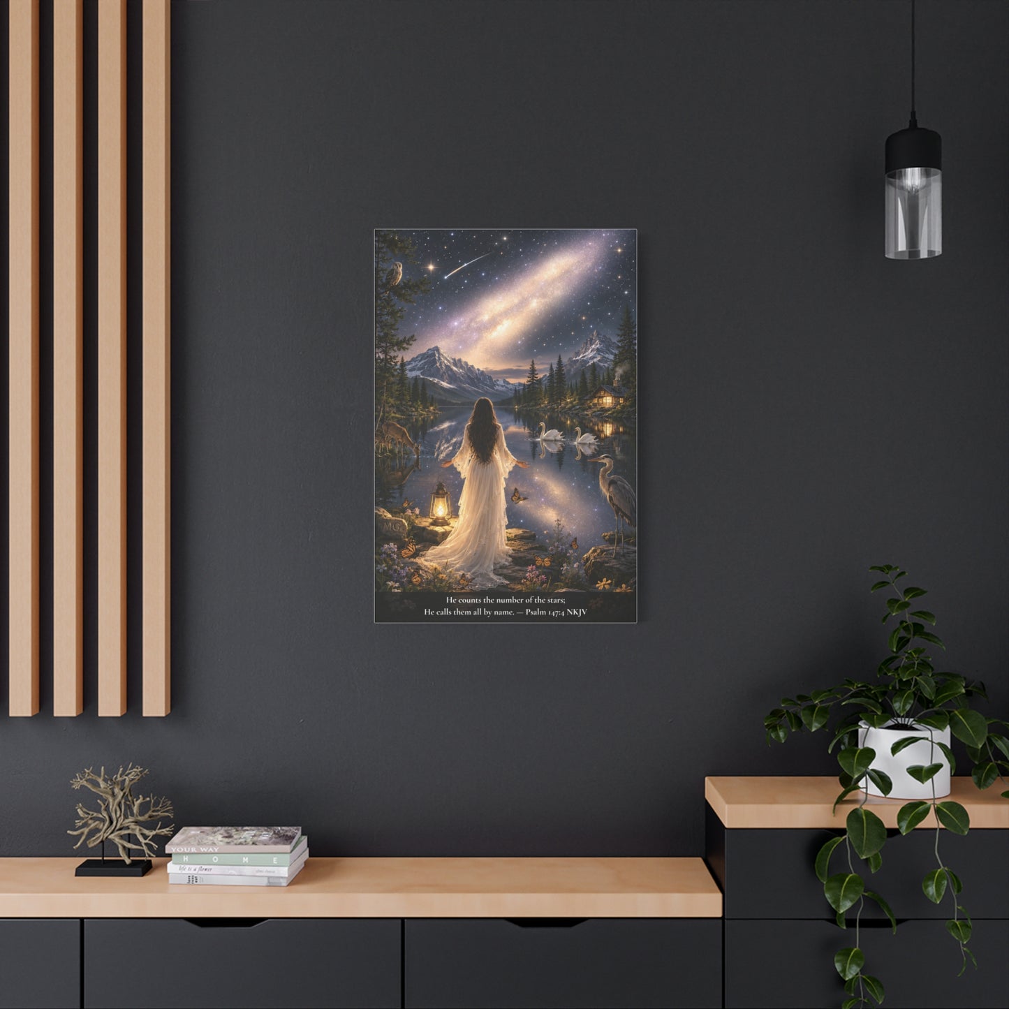 He Counts the Stars by Name — Psalm 147:4 | Classic Christian Canvas Art
