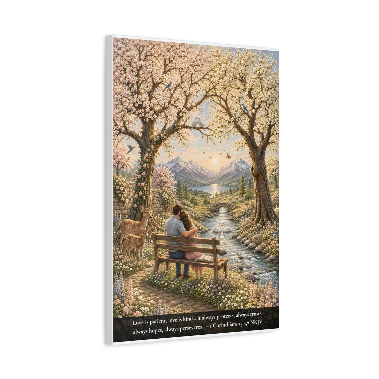 Love Is Patient — Young Couple | 1 Corinthians 13:4-7 | Classic Christian Canvas Art