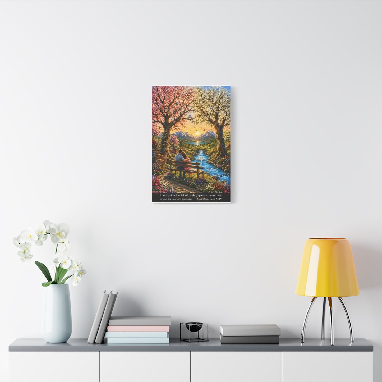 Love Is Patient — Young Couple | 1 Corinthians 13:4-7 | Vibrant Christian Canvas Art