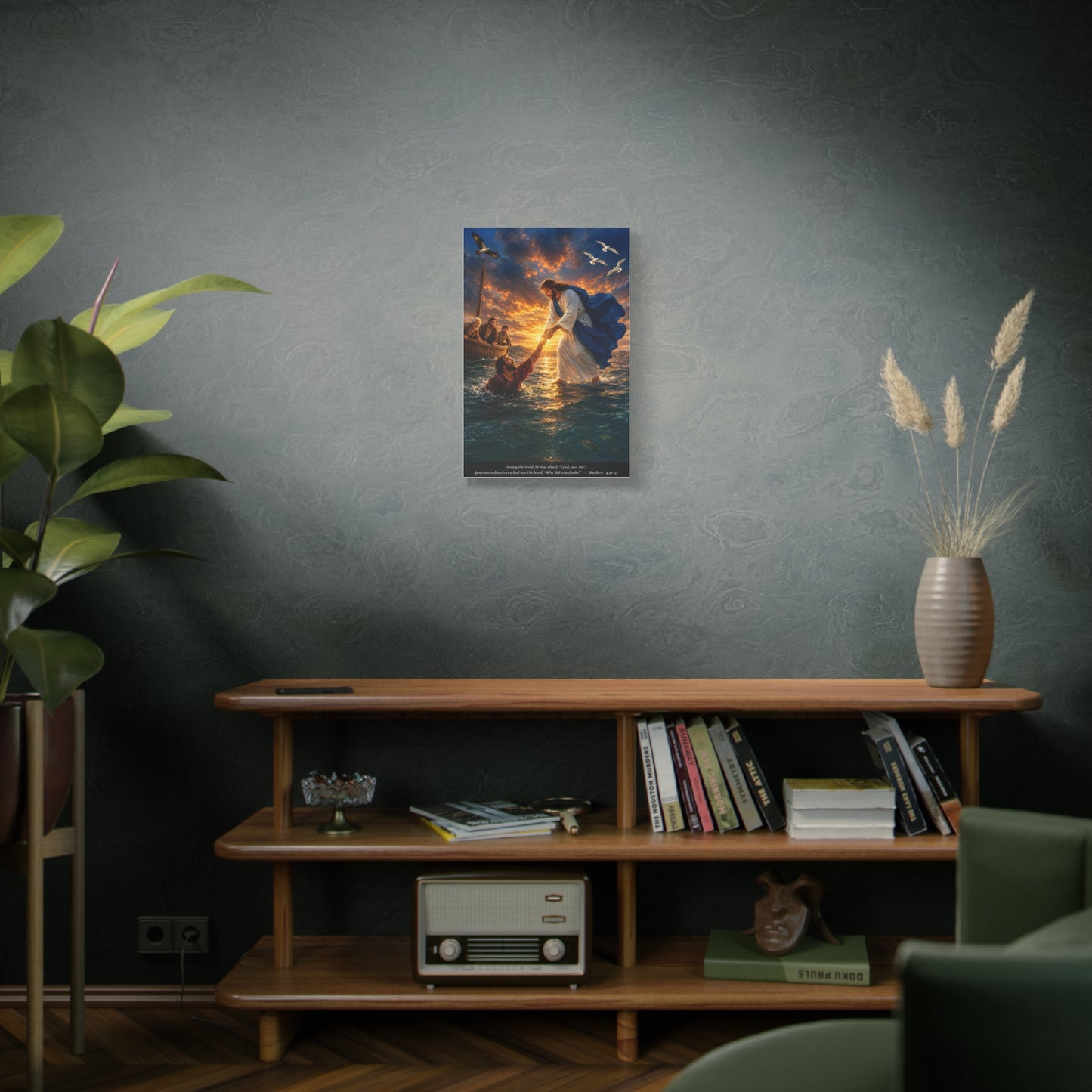 Jesus Saves Peter — Matthew 14:30-31 | Vibrant Christian Canvas Wall Art