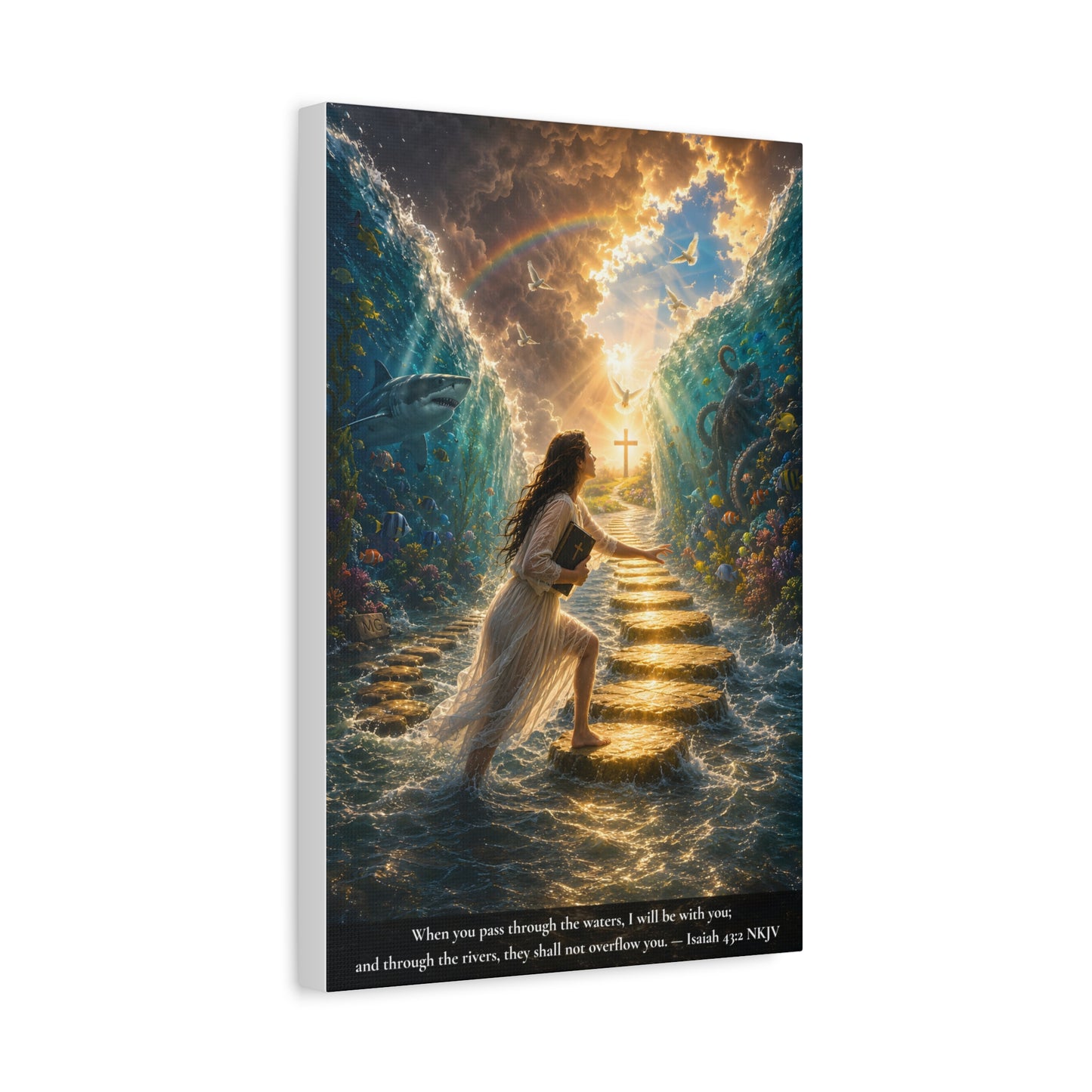 When You Pass Through the Waters — Isaiah 43:2 | Vibrant Christian Canvas Wall Art