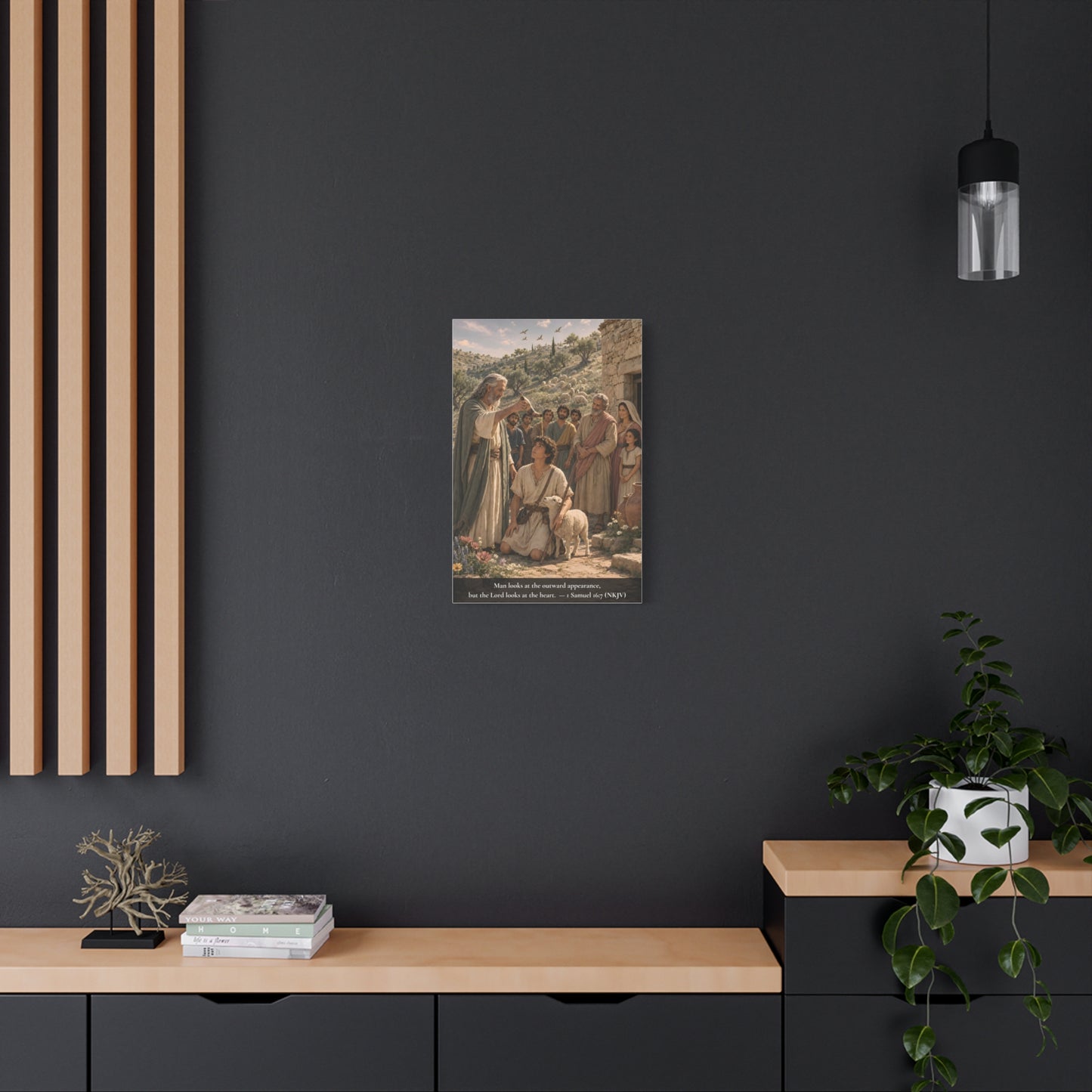 David the Shepherd Boy Anointed — 1 Samuel 16:7 | Classic Christian Canvas Art