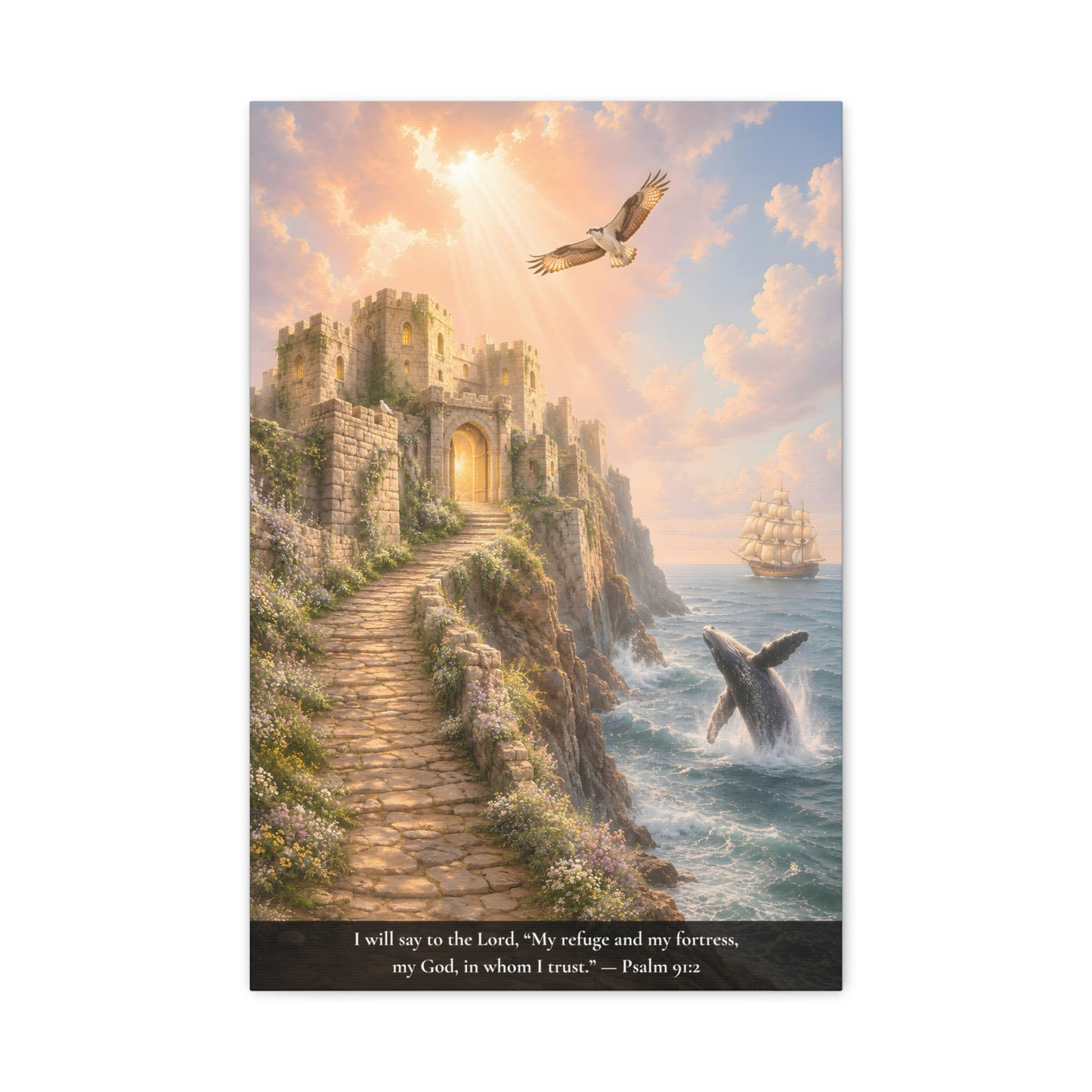 My Refuge and My Fortress — Psalm 91:2 — Classic Edition — Christian Canvas Wall Art