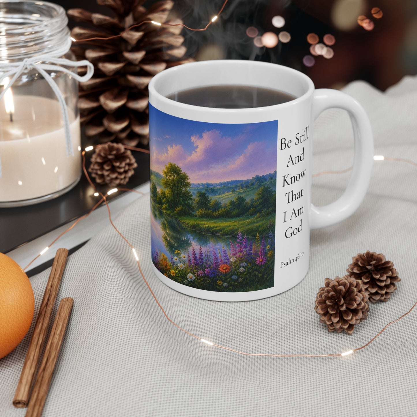 Be Still and Know That I Am God Coffee Mug 11oz — Psalm 46:10 Christian Gift