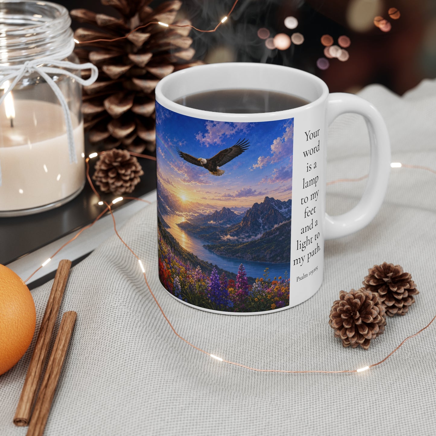 Your Word Is a Lamp to My Feet Coffee Mug 11oz — Psalm 119:105 Christian Gift for Couples