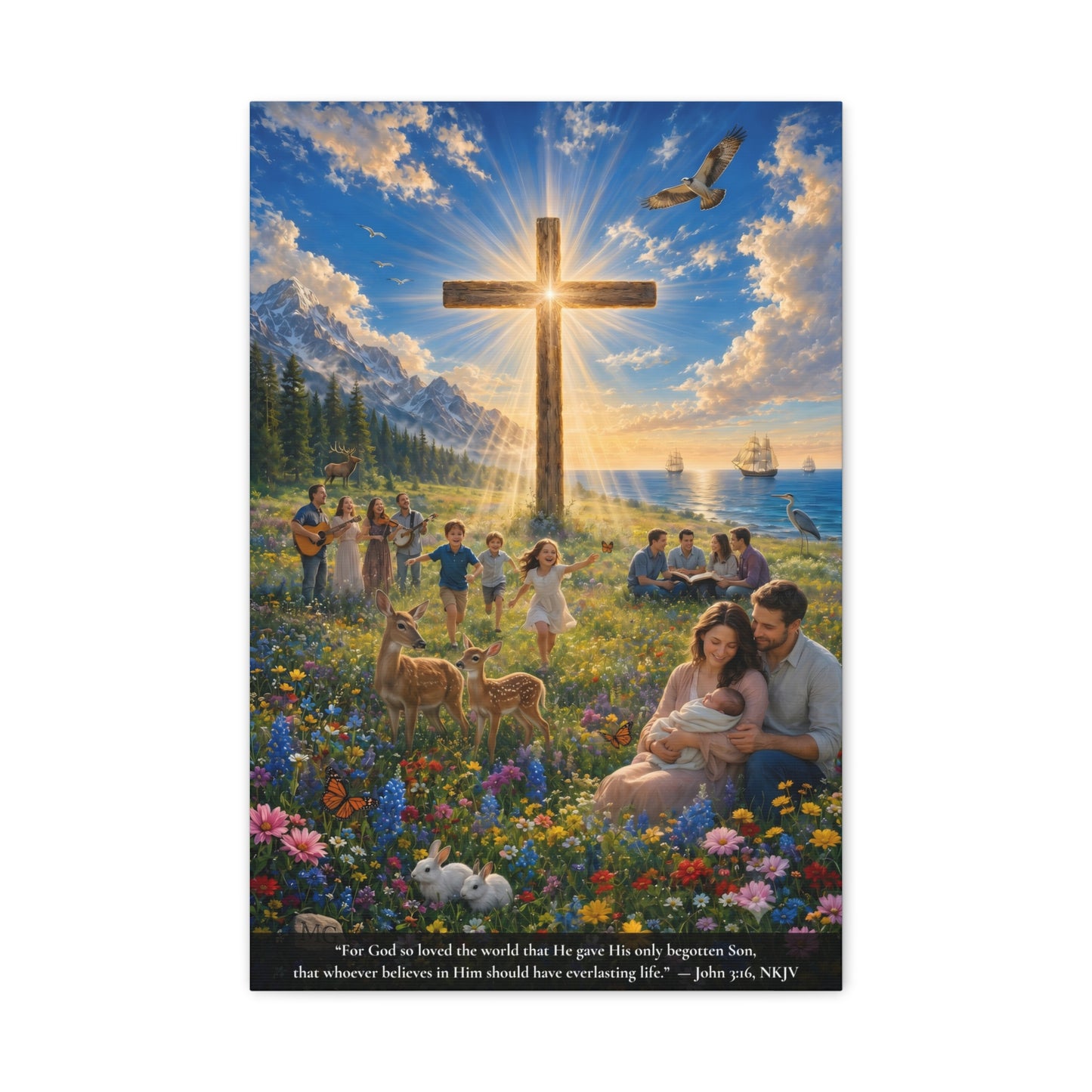 For God So Loved the World | John 3:16 Canvas Wall Art — Vibrant Edition