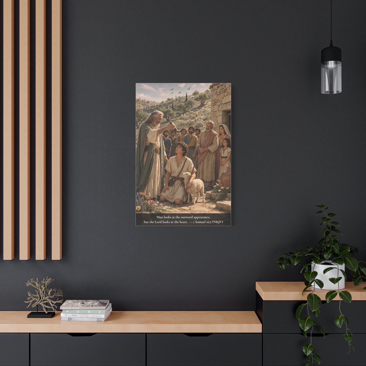 David the Shepherd Boy Anointed — 1 Samuel 16:7 | Classic Christian Canvas Art