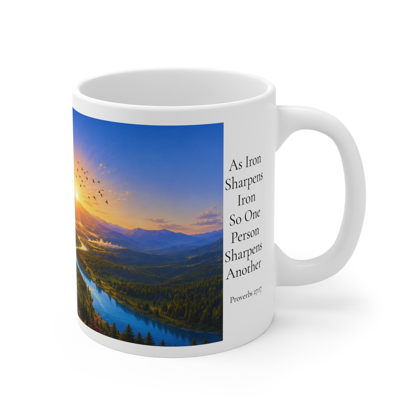 Iron Sharpens Iron Coffee Mug 11oz for Him - Proverbs 27:17 Christian Gift