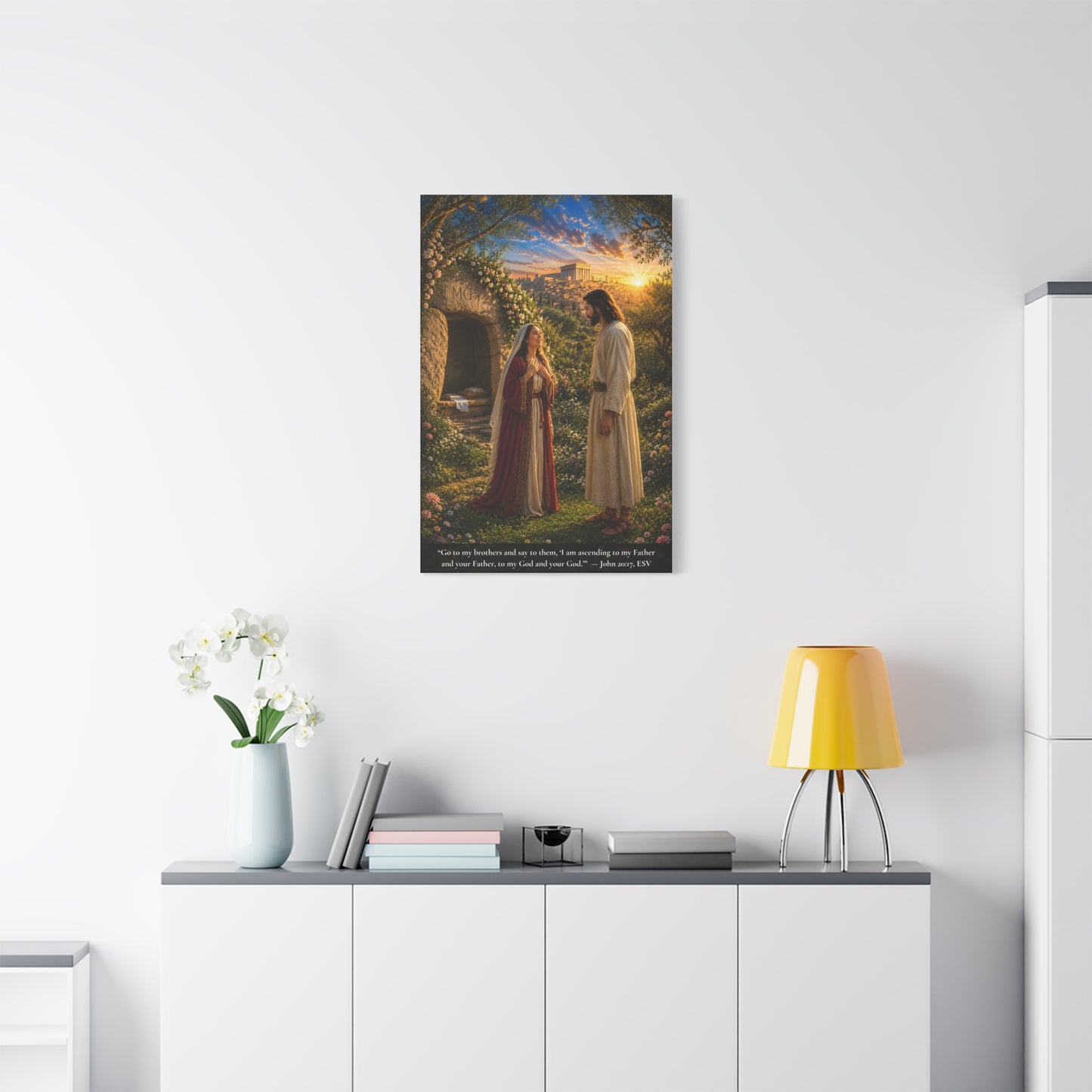 He Called Her Name — John 20:16 | Vibrant Christian Canvas Wall Art