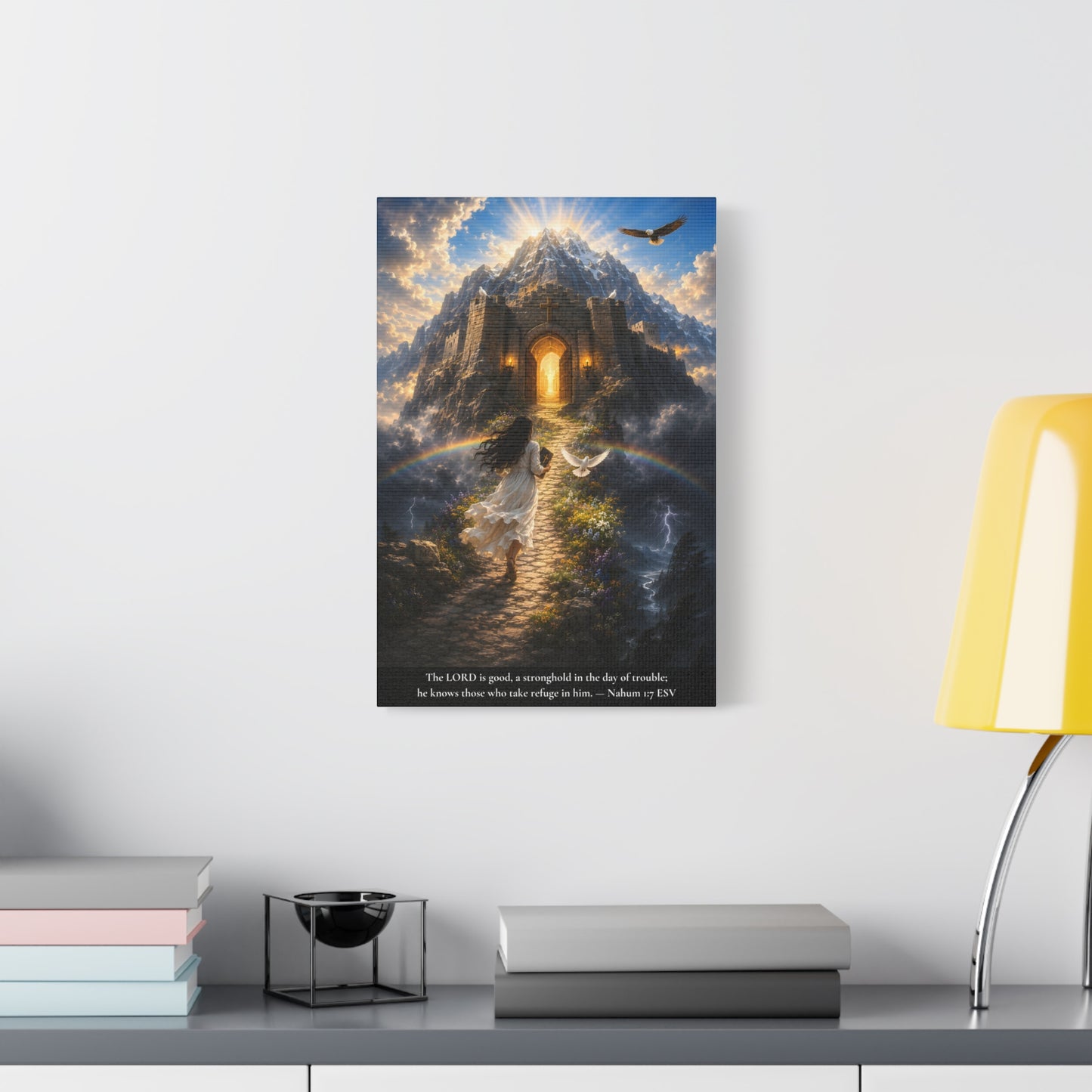 The Lord Is Good — A Stronghold in the Day of Trouble | Nahum 1:7 | Vibrant Christian Canvas Wall Art