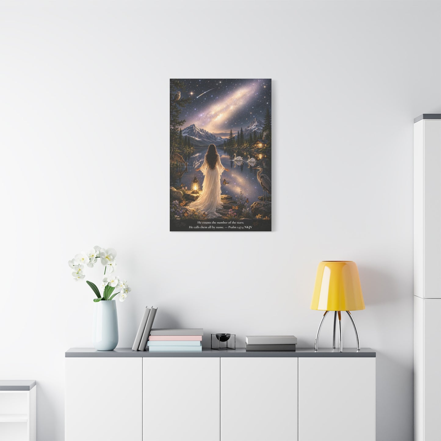 He Counts the Stars by Name — Psalm 147:4 | Classic Christian Canvas Art