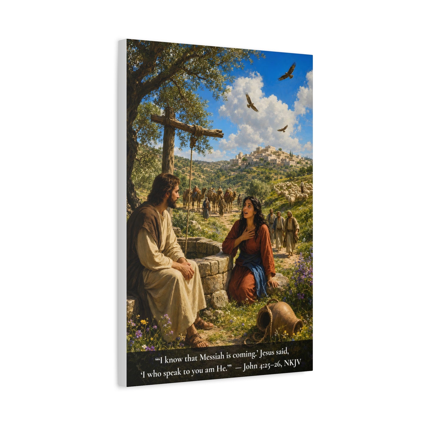 Woman at the Well — John 4:26 | Vibrant Christian Canvas Wall Art