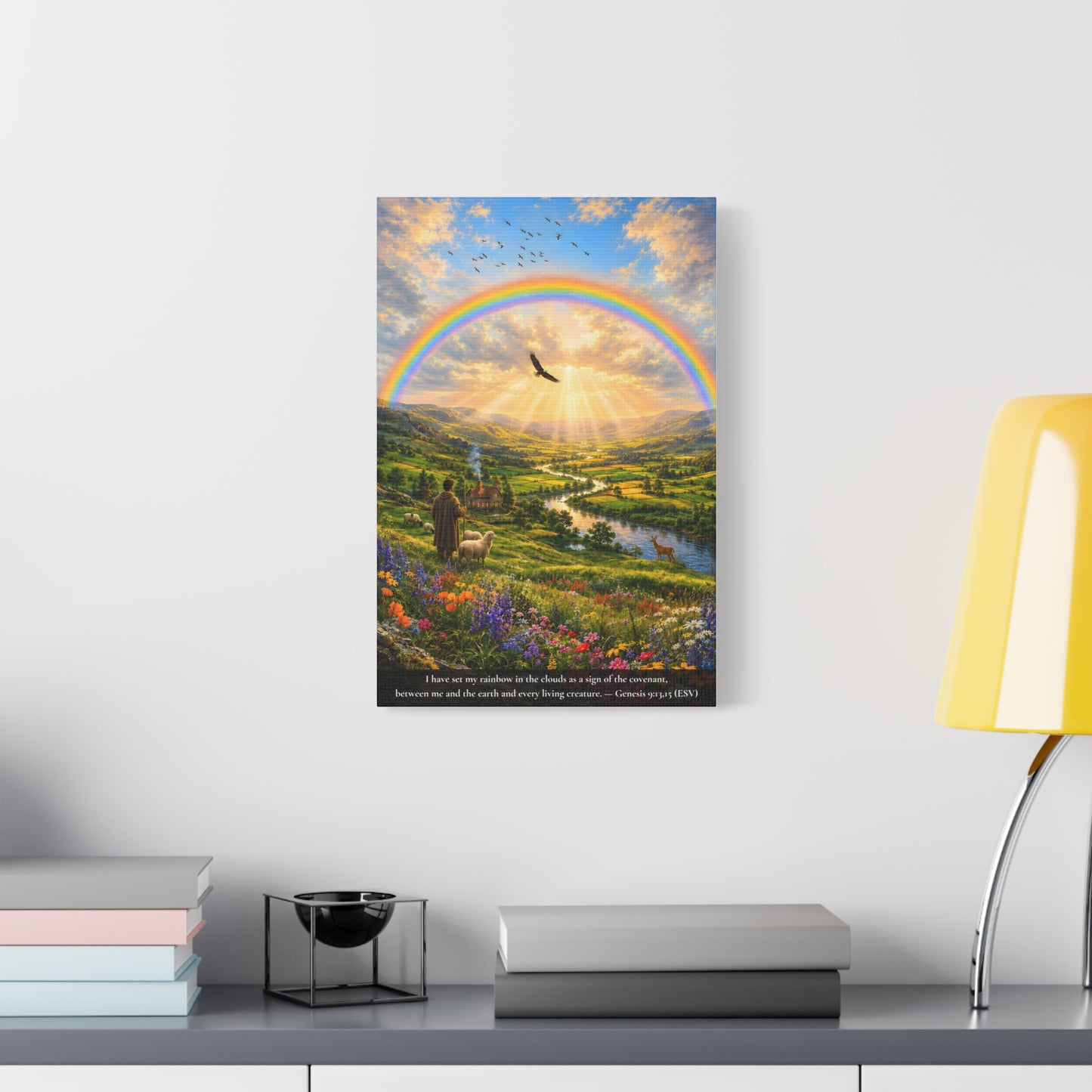 My Rainbow in the Clouds — Genesis 9:13 — Vibrant Edition — Christian Canvas Wall Art