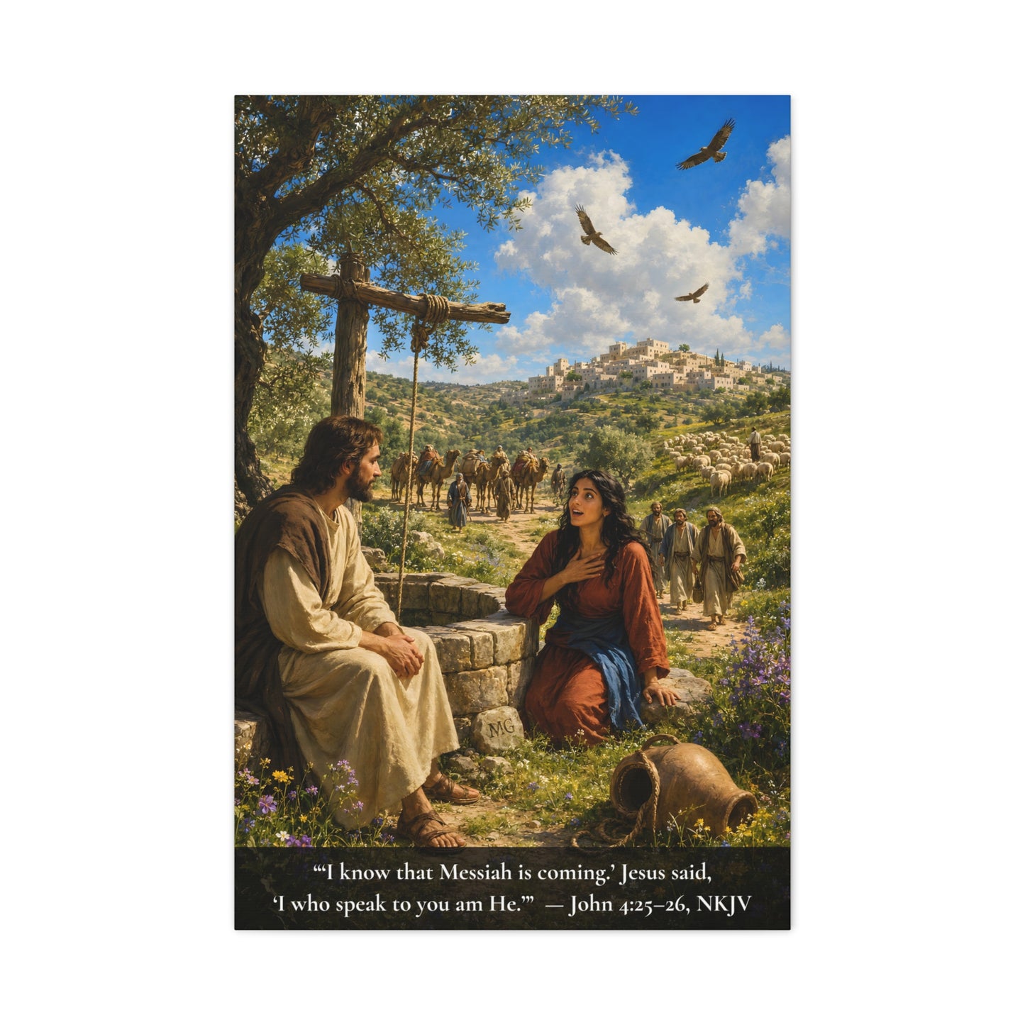 Woman at the Well — John 4:26 | Vibrant Christian Canvas Wall Art