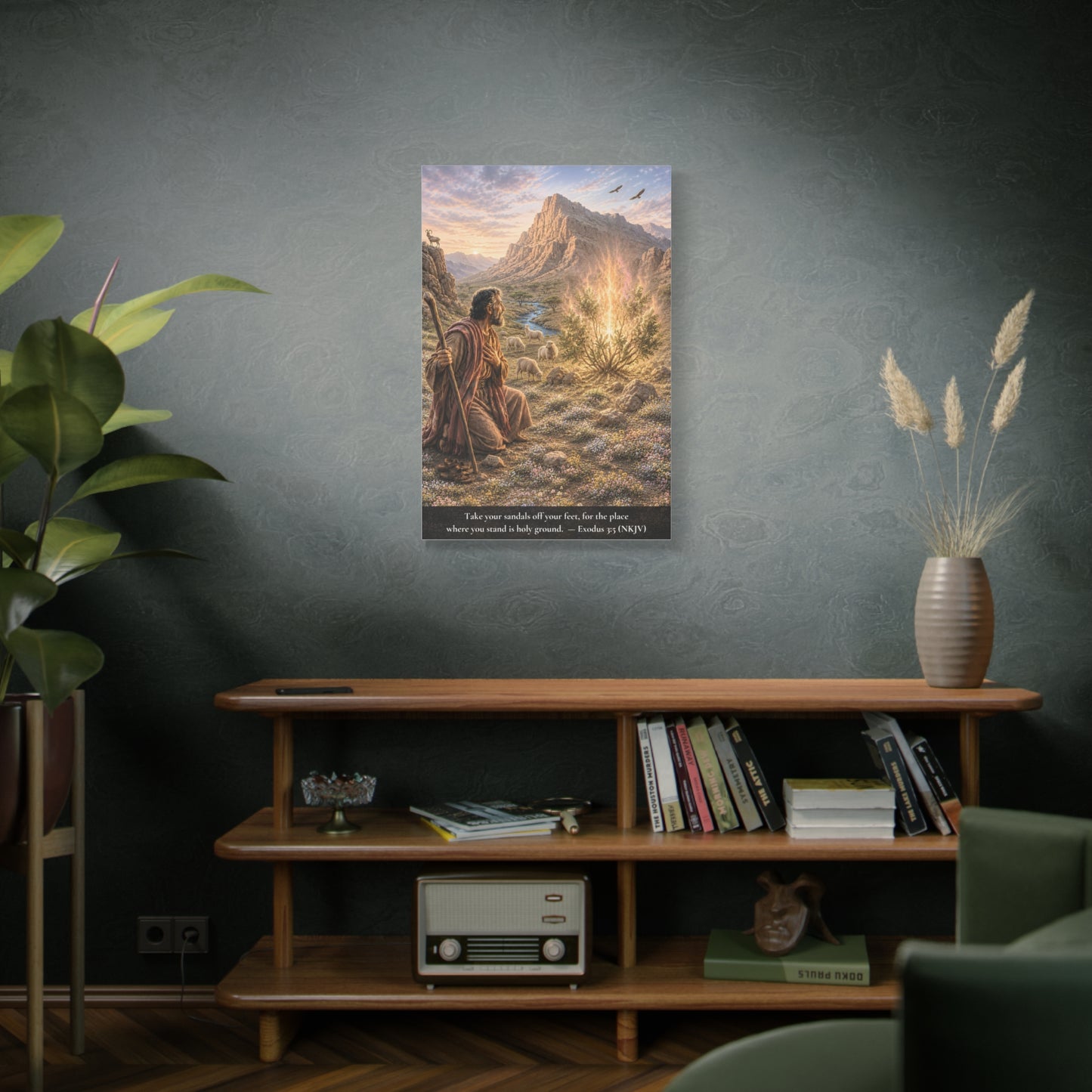 Moses and the Burning Bush — Exodus 3:5 | Classic Christian Canvas Art