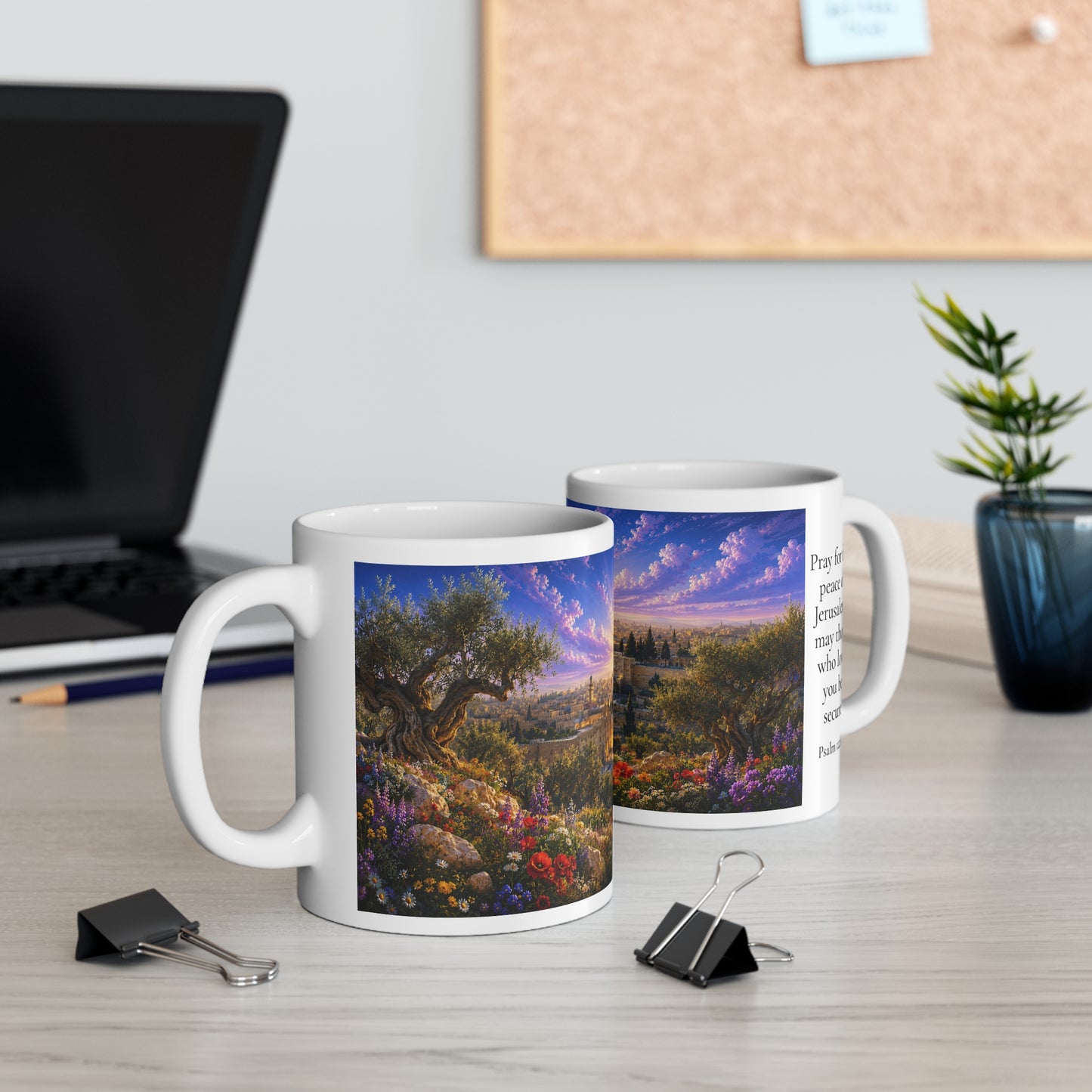 Pray for the Peace of Jerusalem Coffee Mug 11oz — Psalm 122:6 Christian Gift