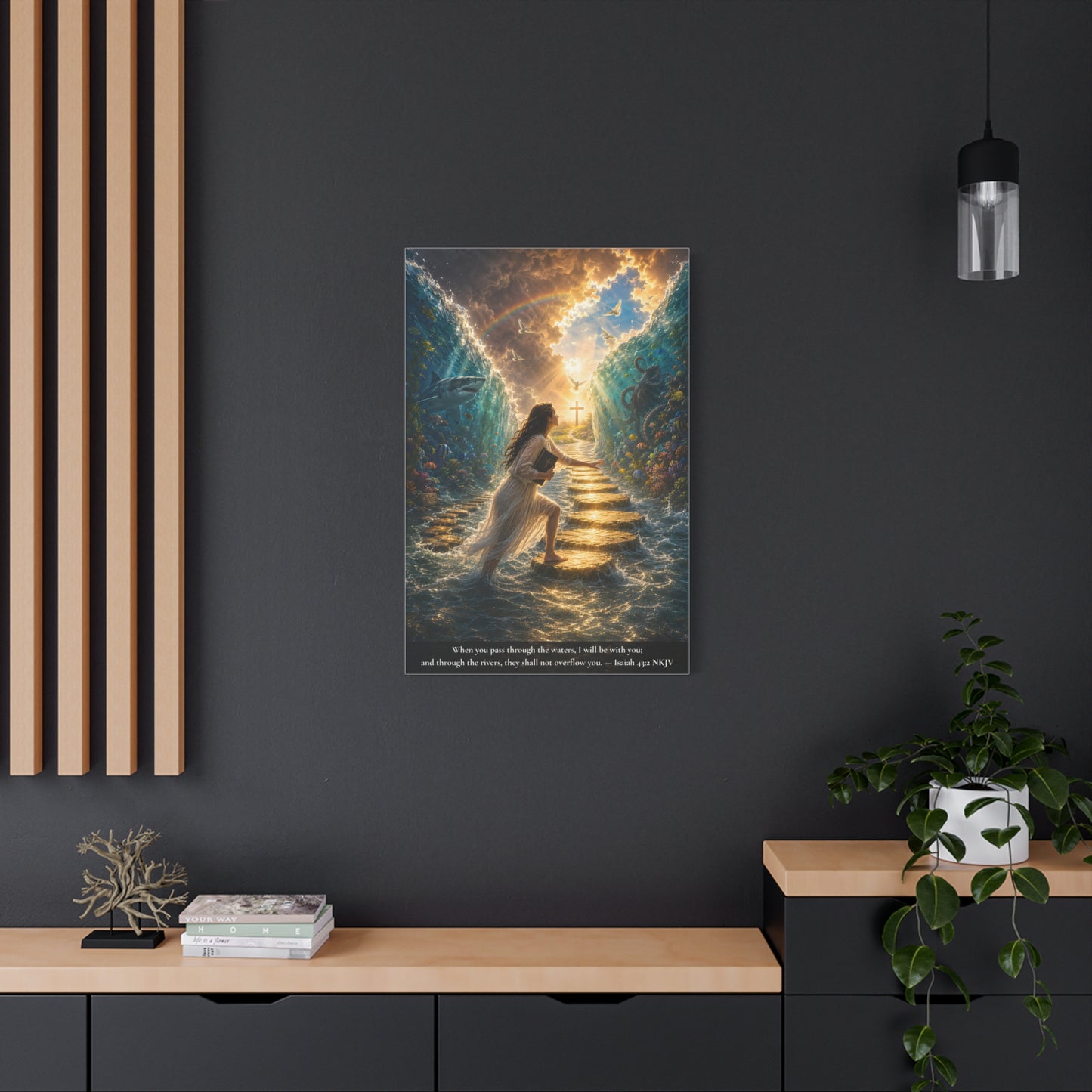 When You Pass Through the Waters — Isaiah 43:2 | Vibrant Christian Canvas Wall Art