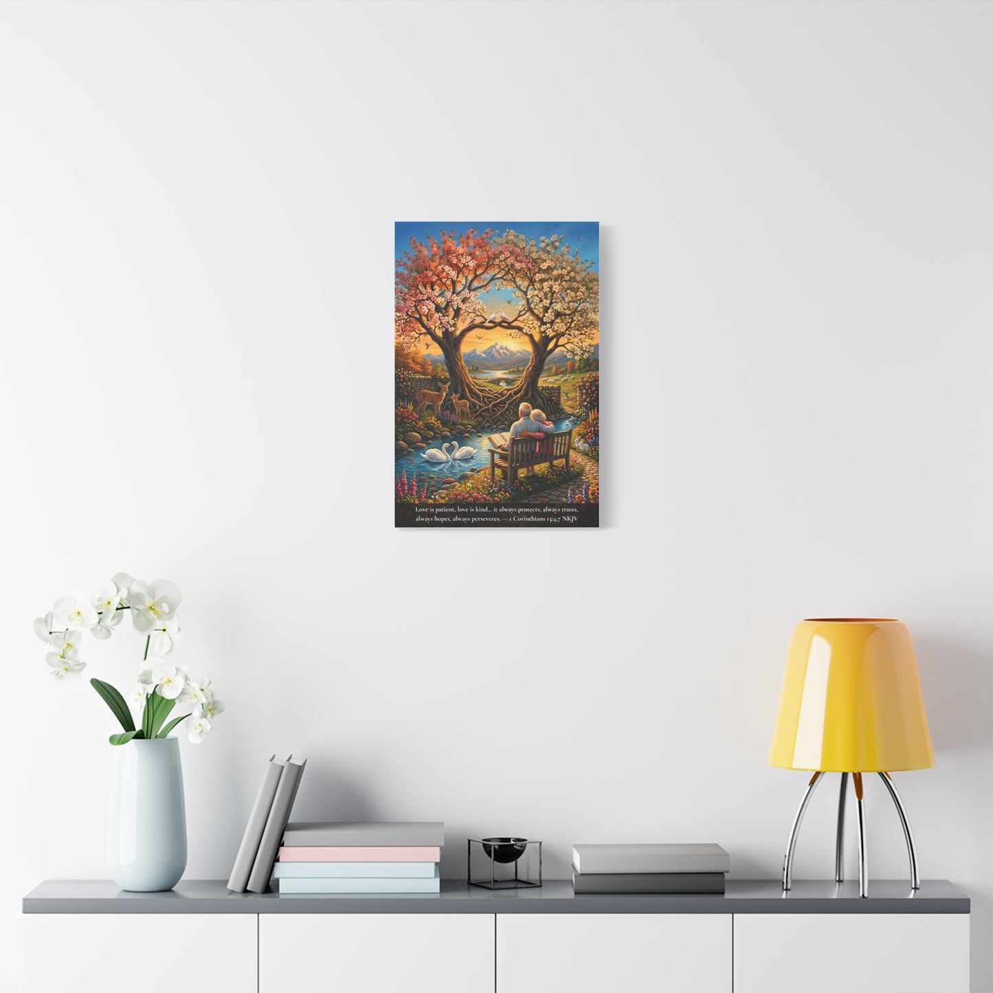 Love That Endures — Elderly Couple | 1 Corinthians 13:4-7 | Vibrant Christian Canvas Art