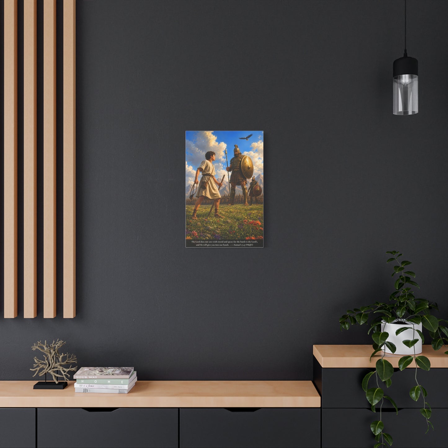David and Goliath — 1 Samuel 17:47 | Vibrant Christian Canvas Wall Art