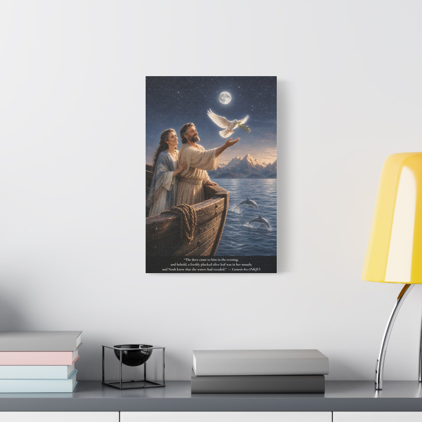 Noah's Dove Returns with the Olive Branch — Genesis 8:11 | Classic Christian Canvas Art