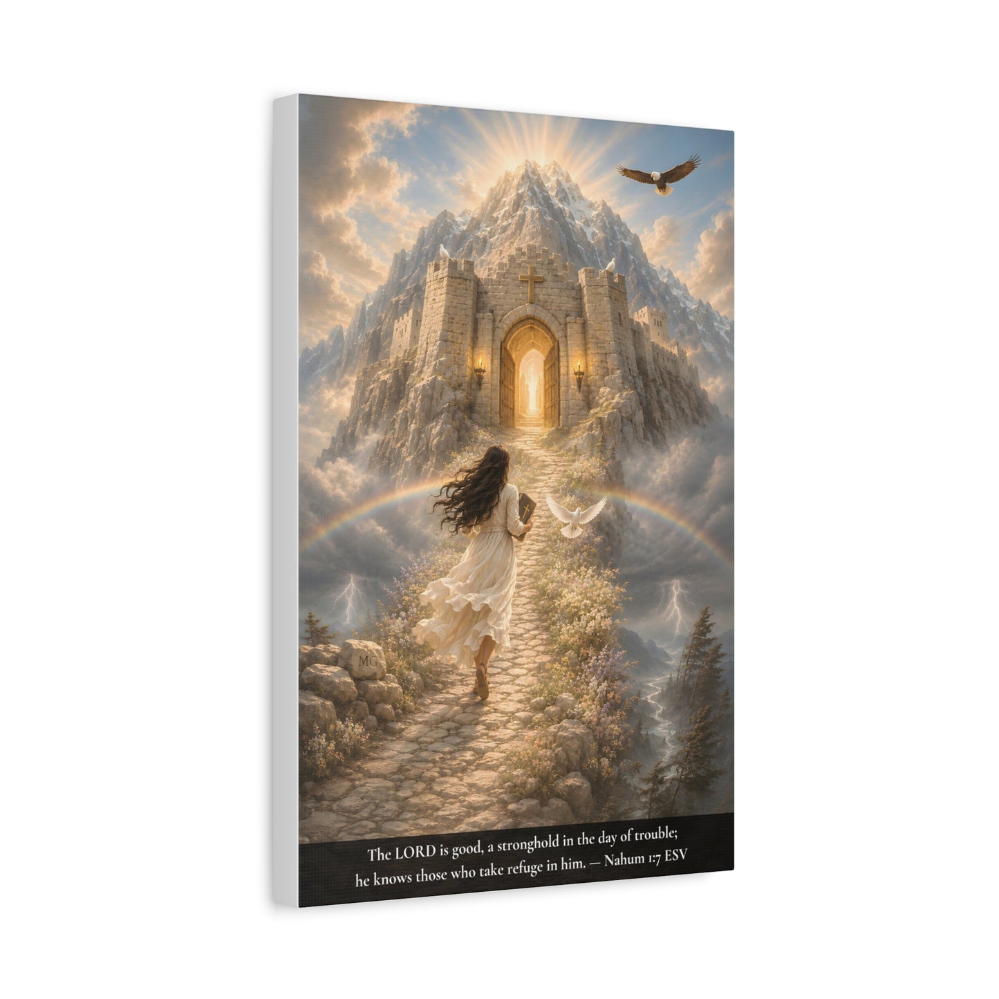 The Lord Is Good — A Stronghold in the Day of Trouble | Nahum 1:7 | Classic Christian Canvas Art