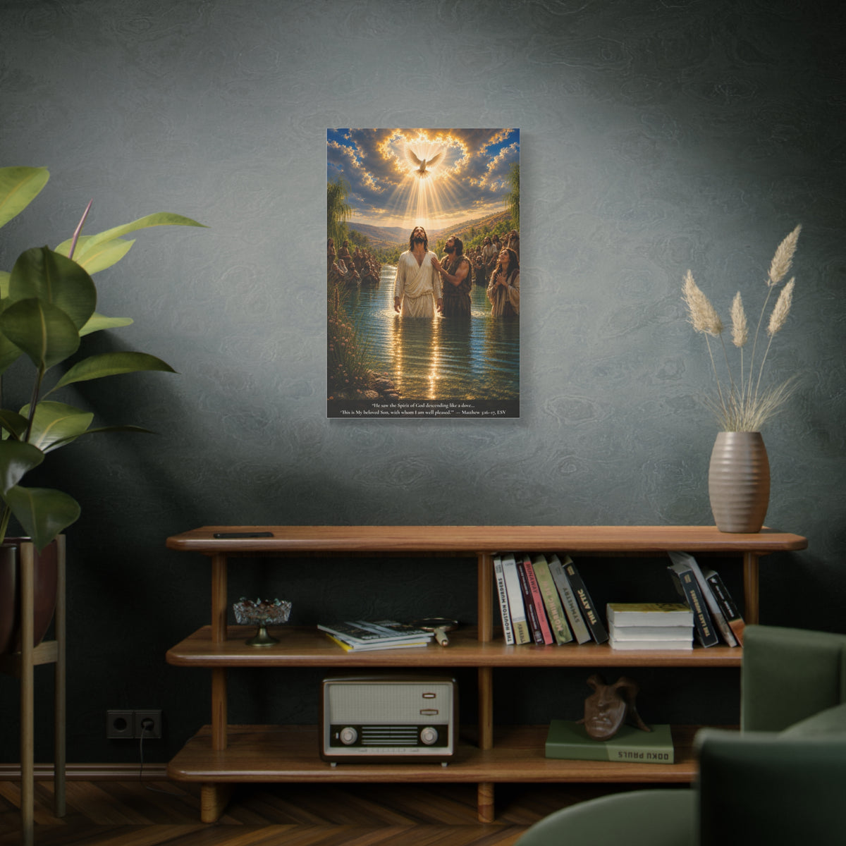 Jesus' Baptism — Matthew 3:16-17 | Vibrant Christian Canvas Wall Art