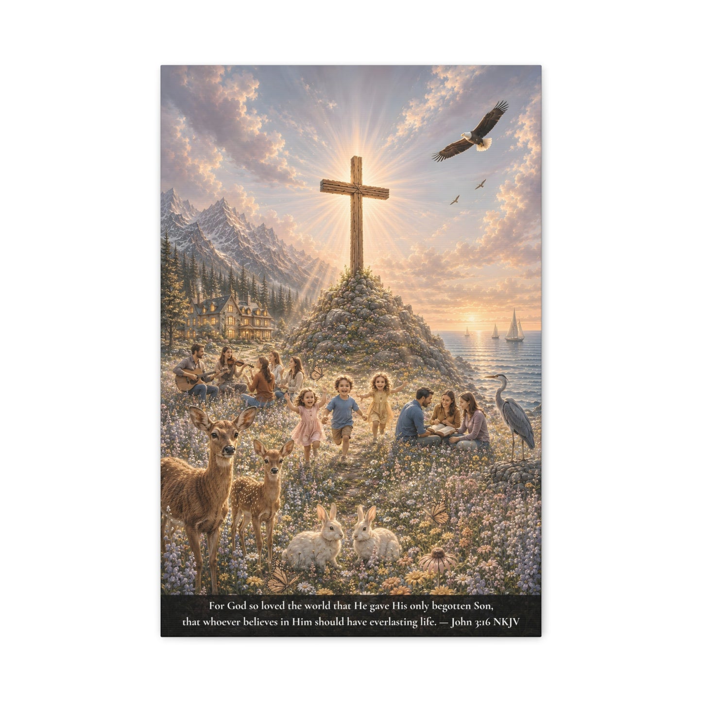 For God So Loved the World | John 3:16 Canvas Wall Art — Classic Edition