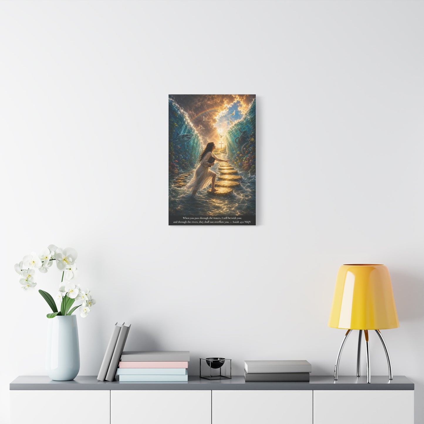 When You Pass Through the Waters — Isaiah 43:2 | Vibrant Christian Canvas Wall Art