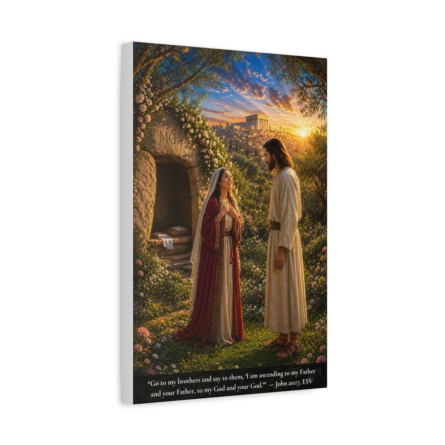 He Called Her Name — John 20:16 | Vibrant Christian Canvas Wall Art
