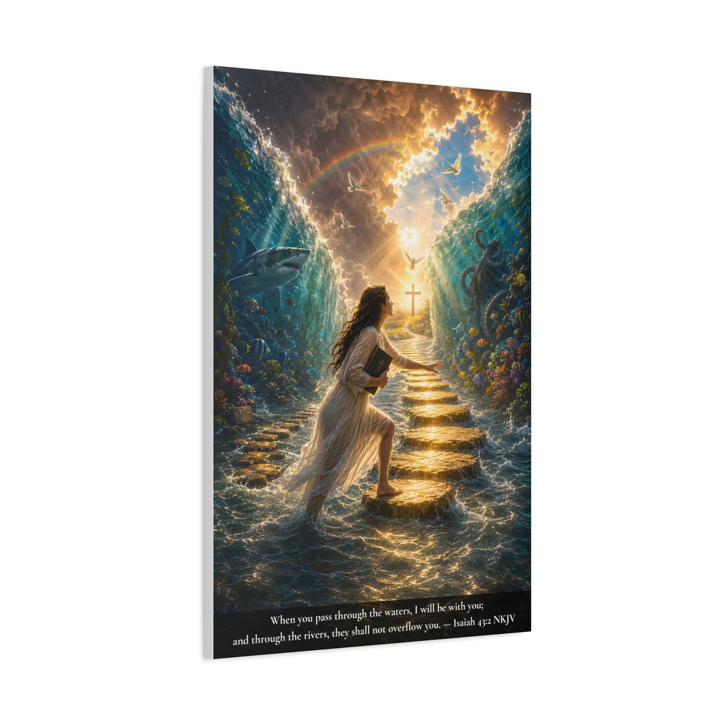 When You Pass Through the Waters — Isaiah 43:2 | Vibrant Christian Canvas Wall Art