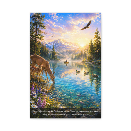 New Every Morning — Vibrant Canvas Wall Art | Lamentations 3:22-23